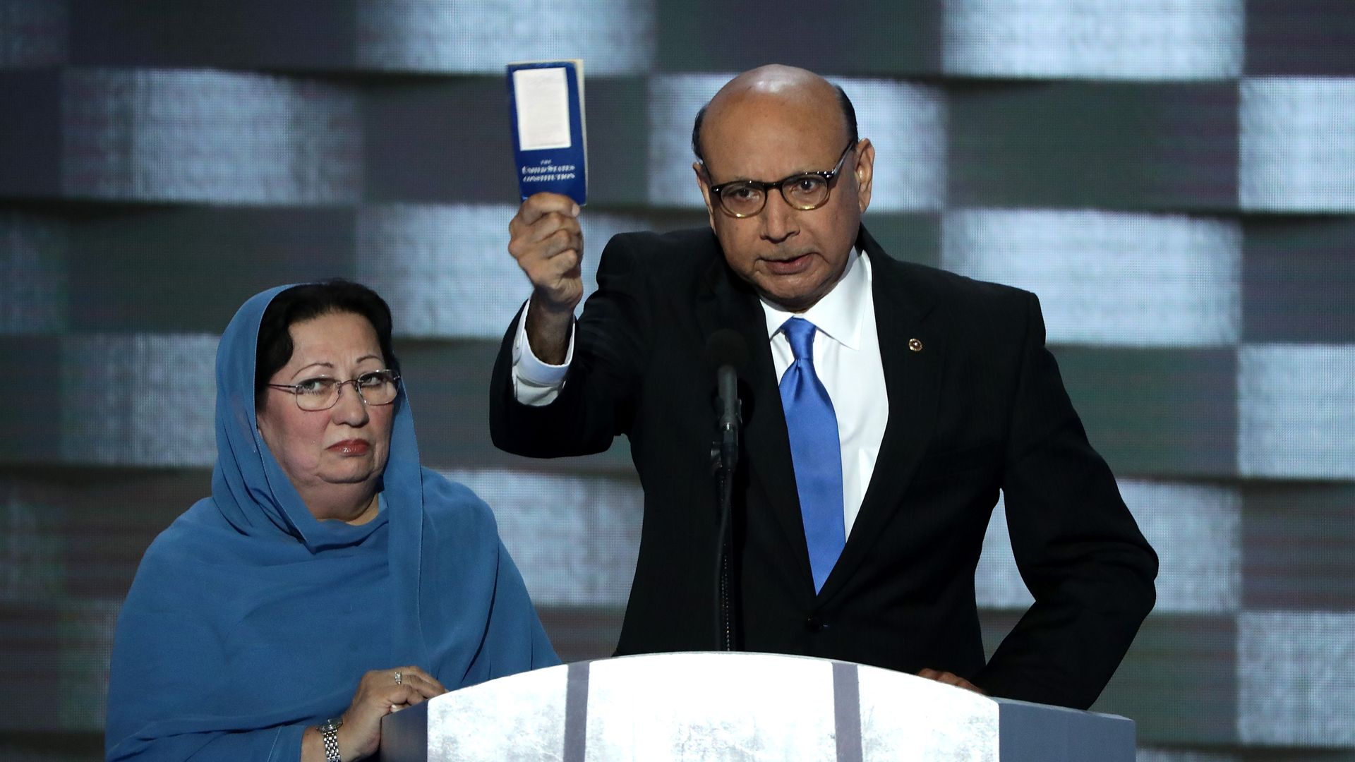 Khizr Khan speaks at the 2016 Democratic National Convention