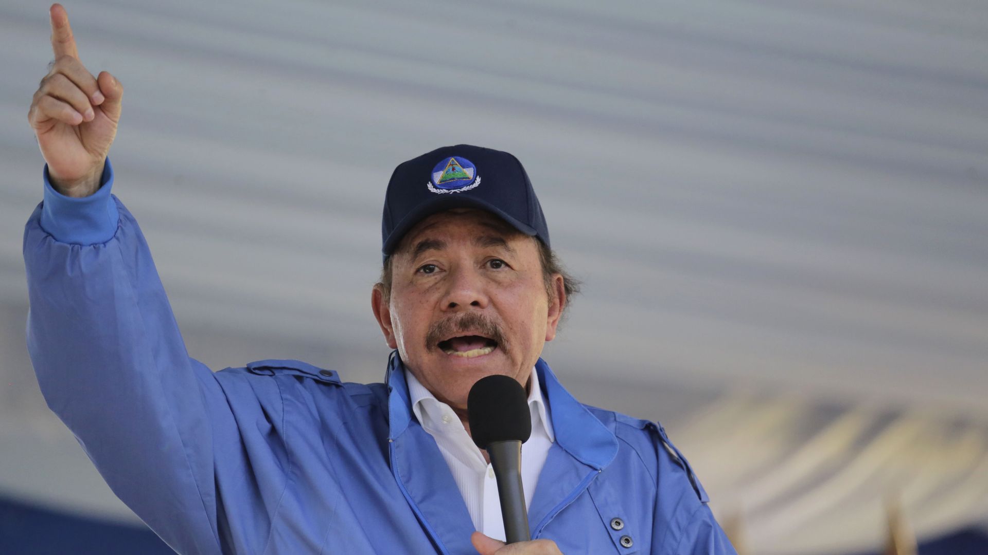 Nicaraguan President Daniel Ortega speaks during a rally, in Managua, on August 22, 2018.