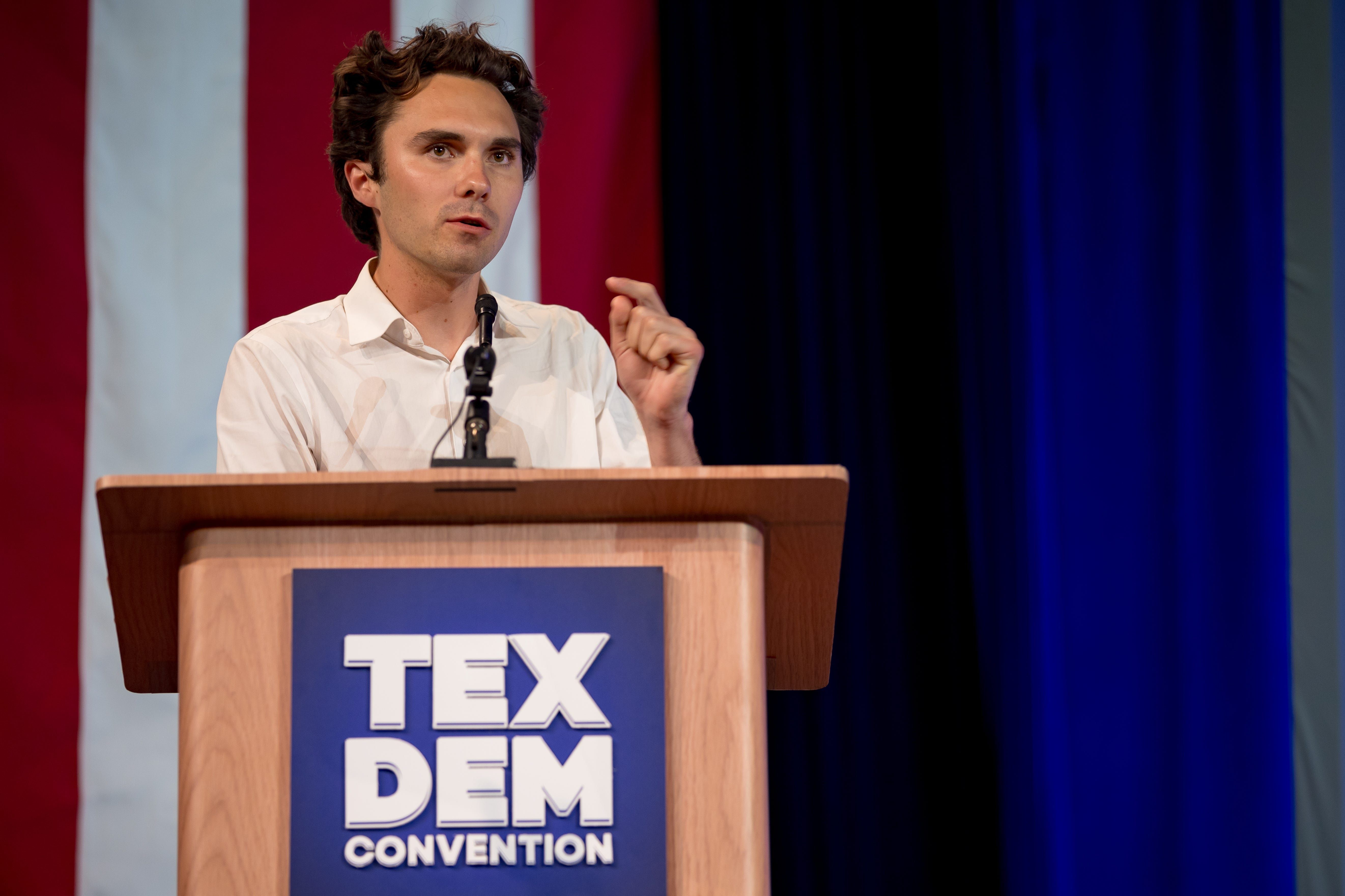 David Hogg  during the Texas Democratic Party Convention last year.