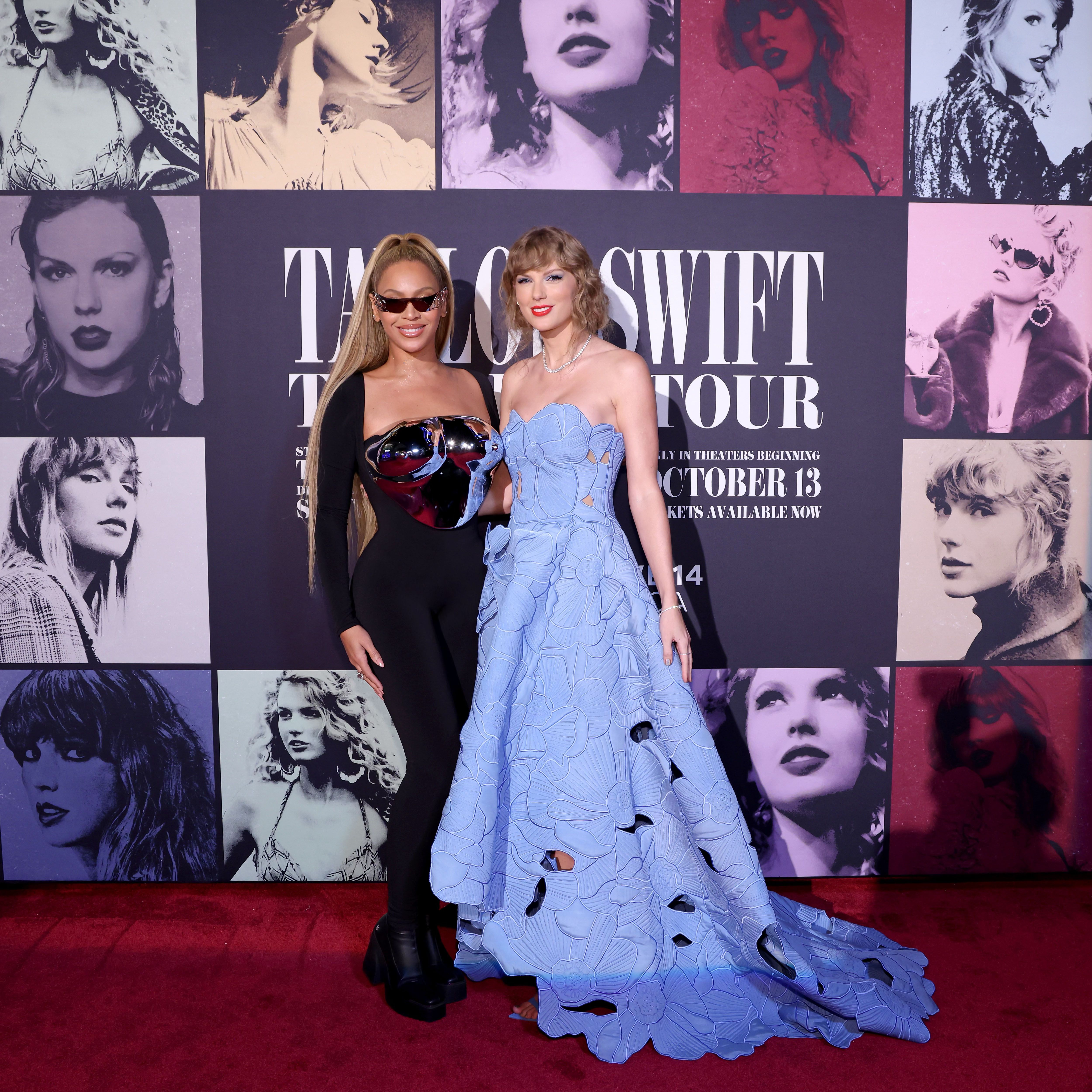 Beyoncé attended the premiere for Taylor Swift's concert movie last night. 