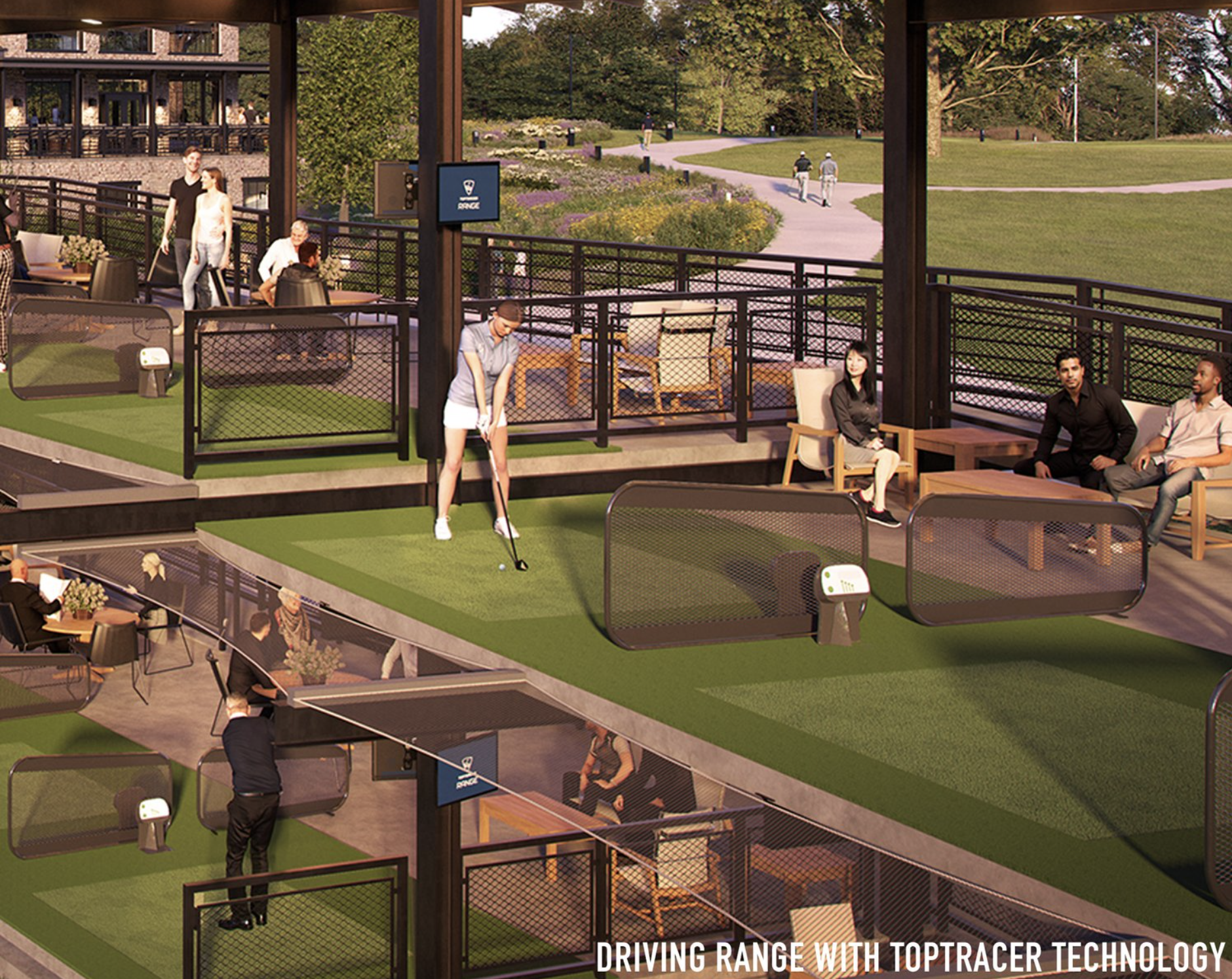 A rendering of the driving range