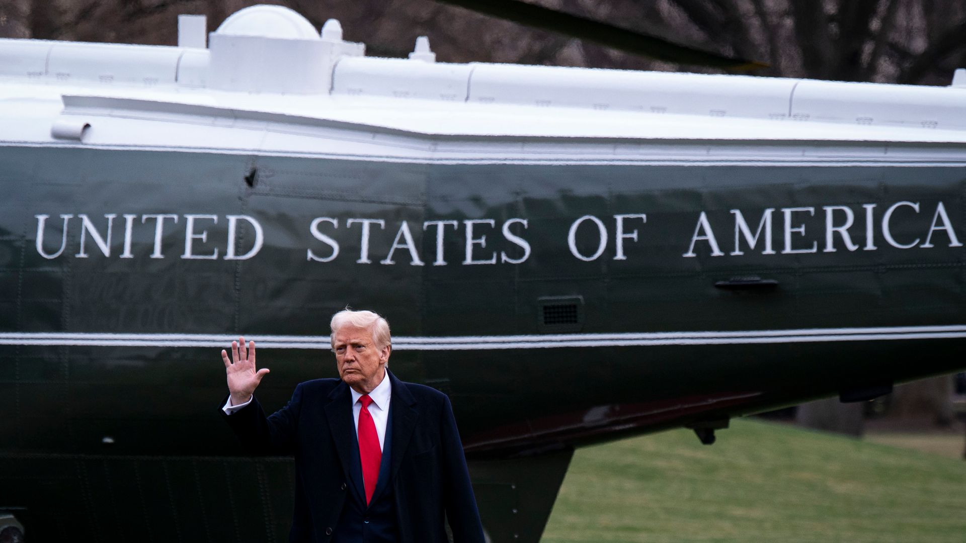 President Donald Trump on the South Lawn of the White House before boarding Marine One in Washington, DC, US, on Friday, March 14, 2025.