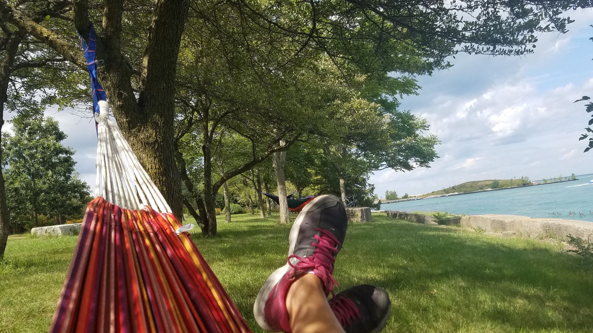Feet up on a hammock