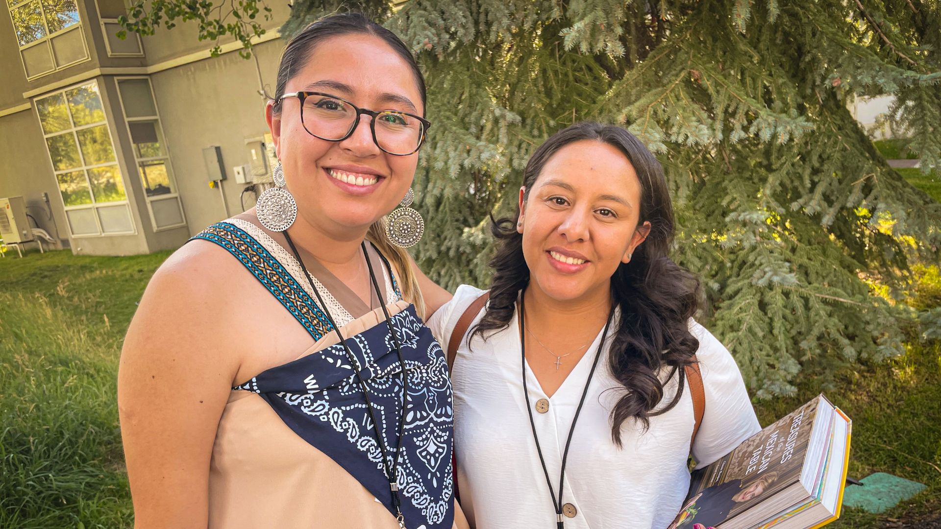 Colorado Democratic State Senate candidate Elizabeth Velasco and Roaring Fork school board member Jasmin Ramirez pose in Aspen, Colorado.