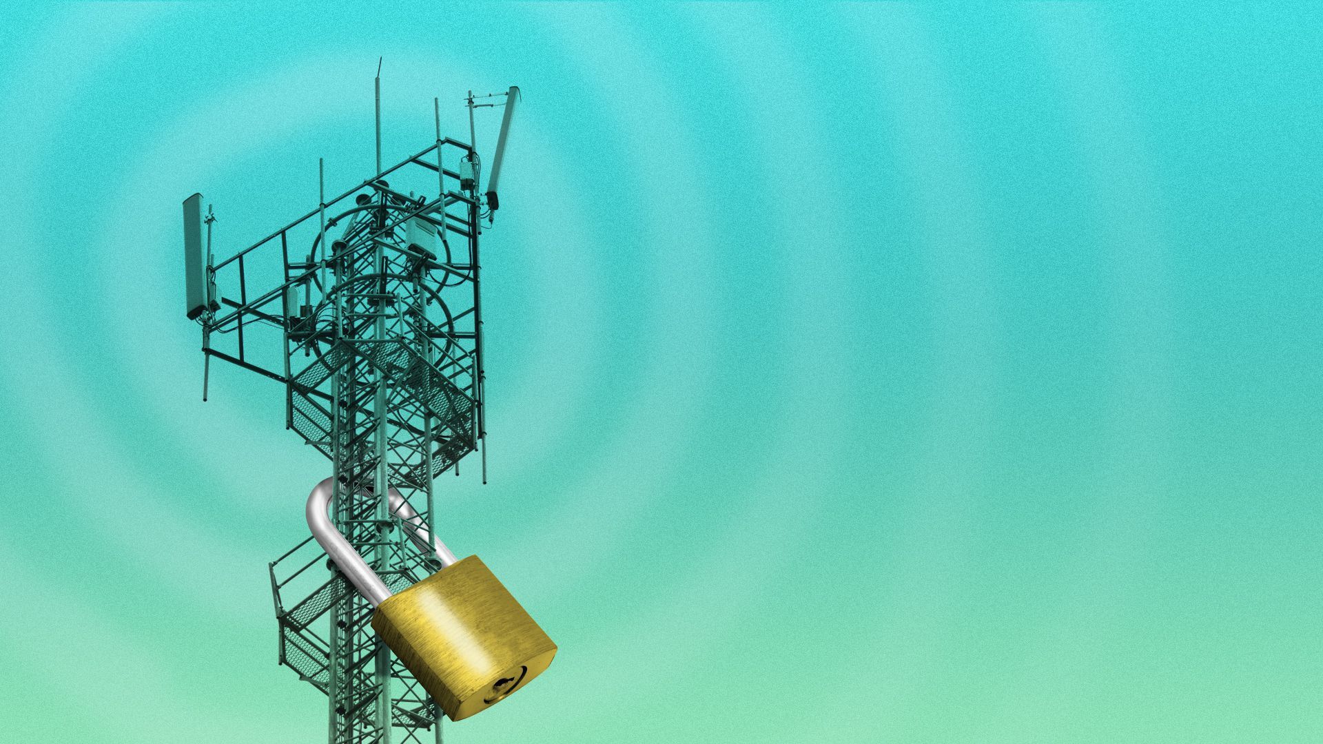 cell tower with lock around it