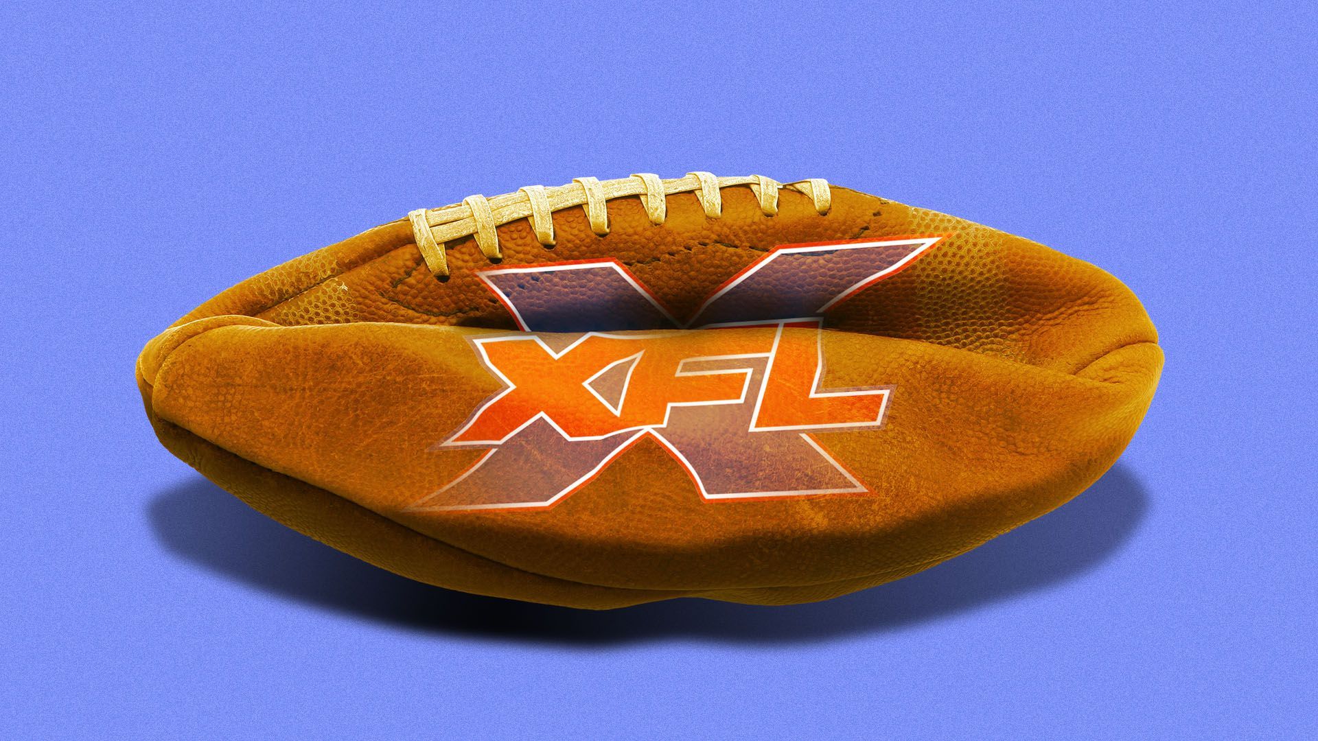 Illustration a deflated football with the XFL logo on it