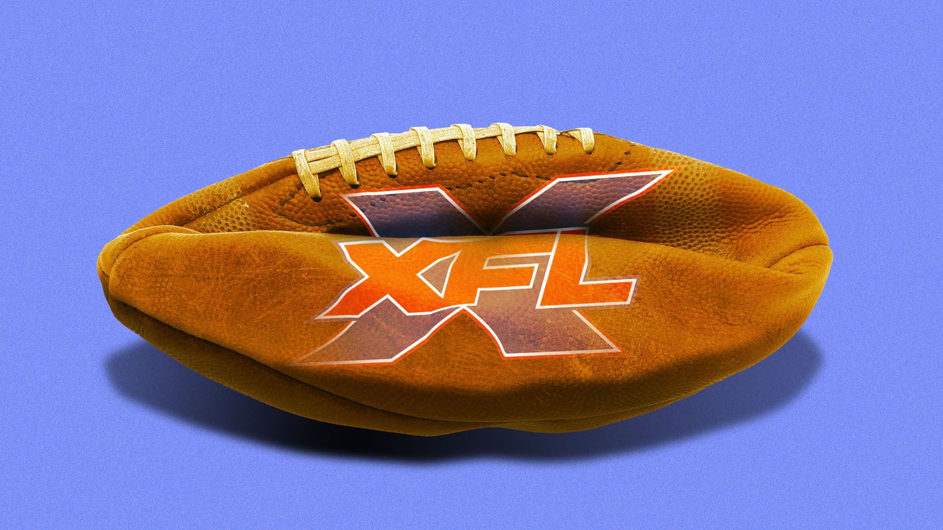 Illustration a deflated football with the XFL logo on it