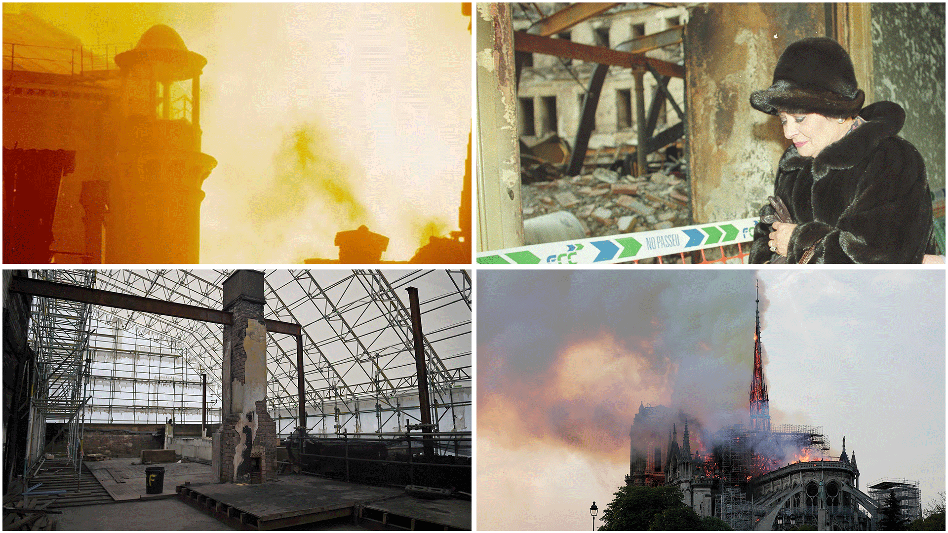 Buildings on fire