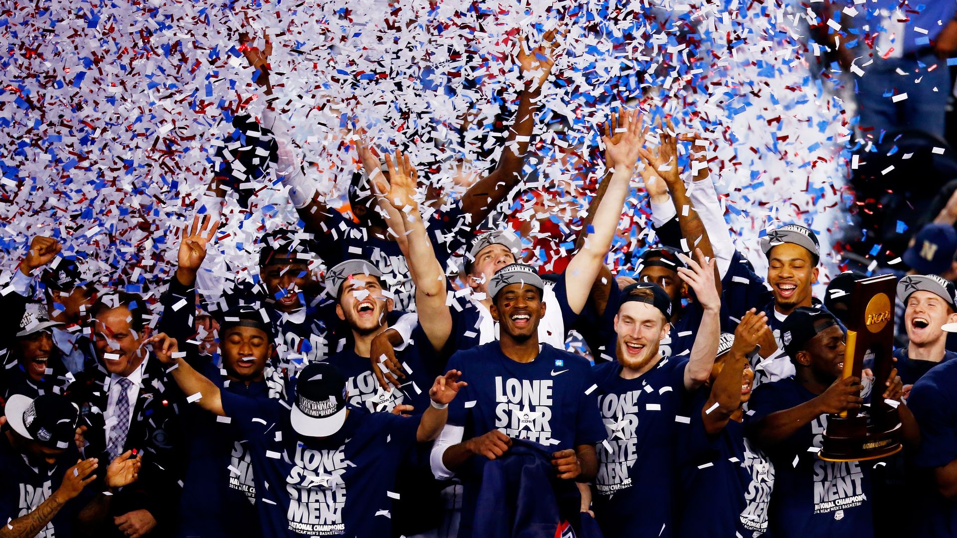 uconn celebrating 2014 title