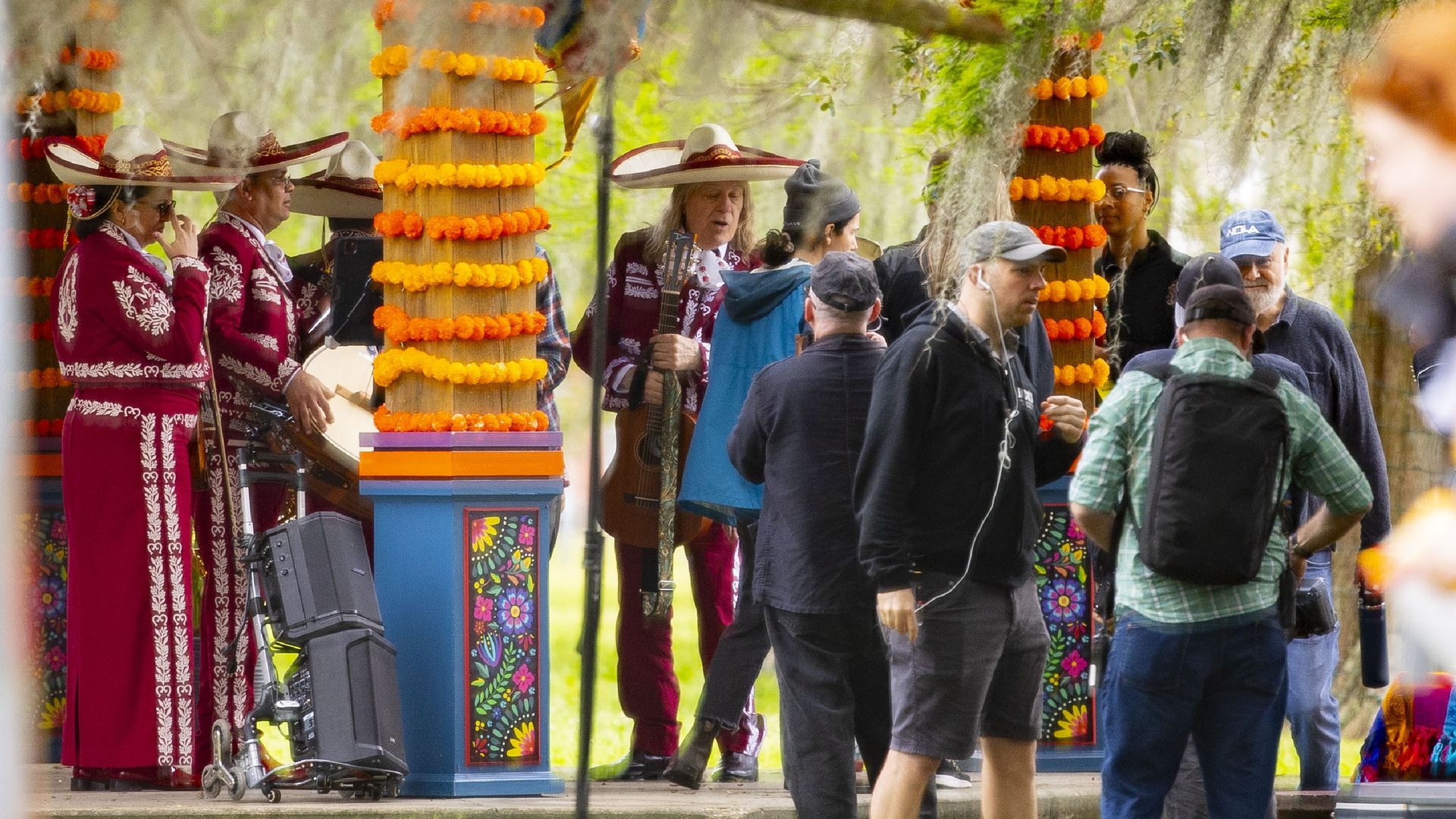 Photo shows the stars of "Goodbye, Cleveland" while filming a scene in New Orleans. It's the sequel to "Spinal Tap."