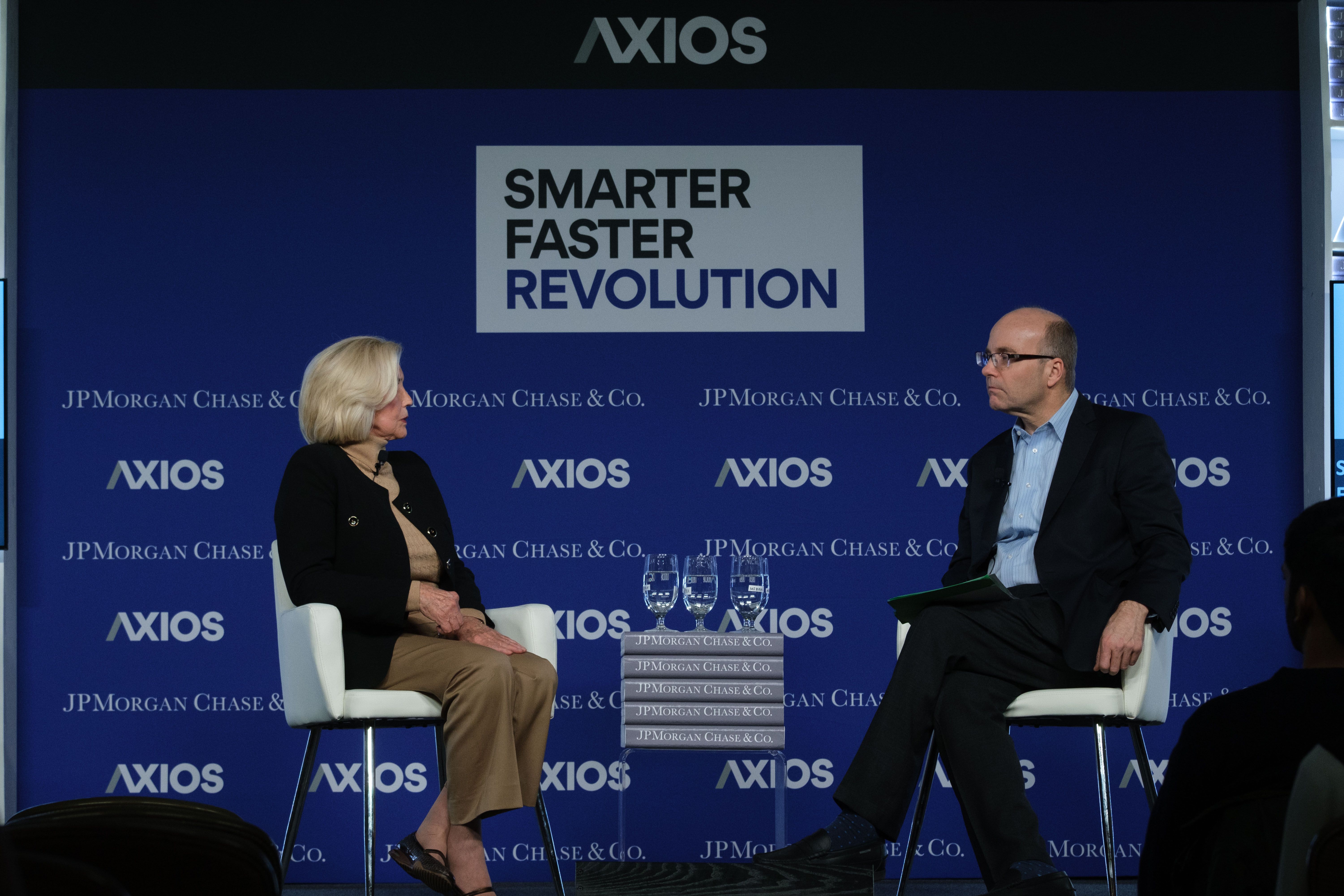Lilly Ledbetter and Mike Allen on the Axios stage