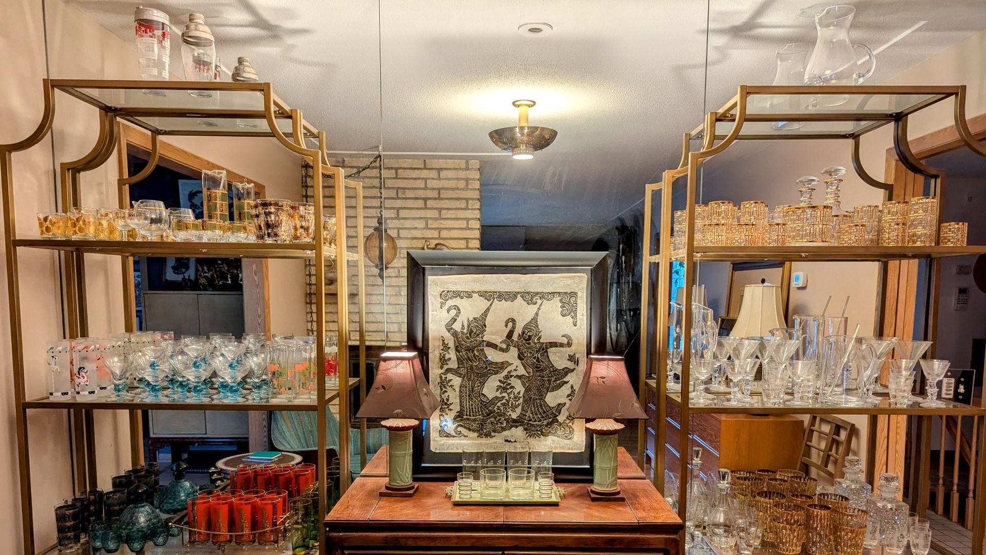 a glassware collection on display