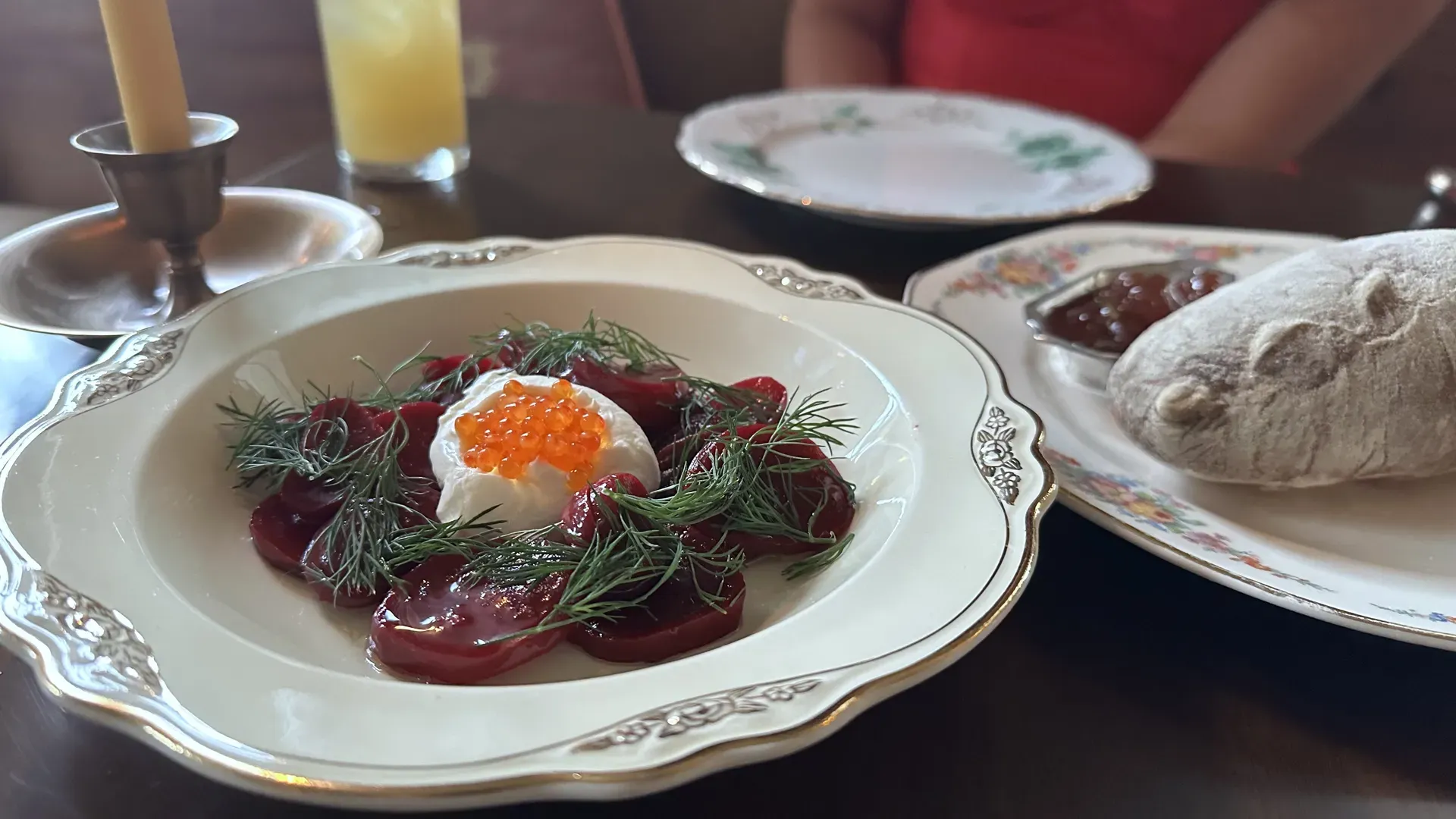 Beets with trout roe and fresh dill at Saint Claire's in New Orleans