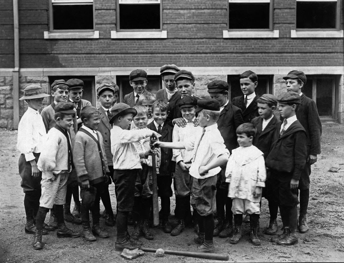 An old picture of kids. History of Youth Sports in the US