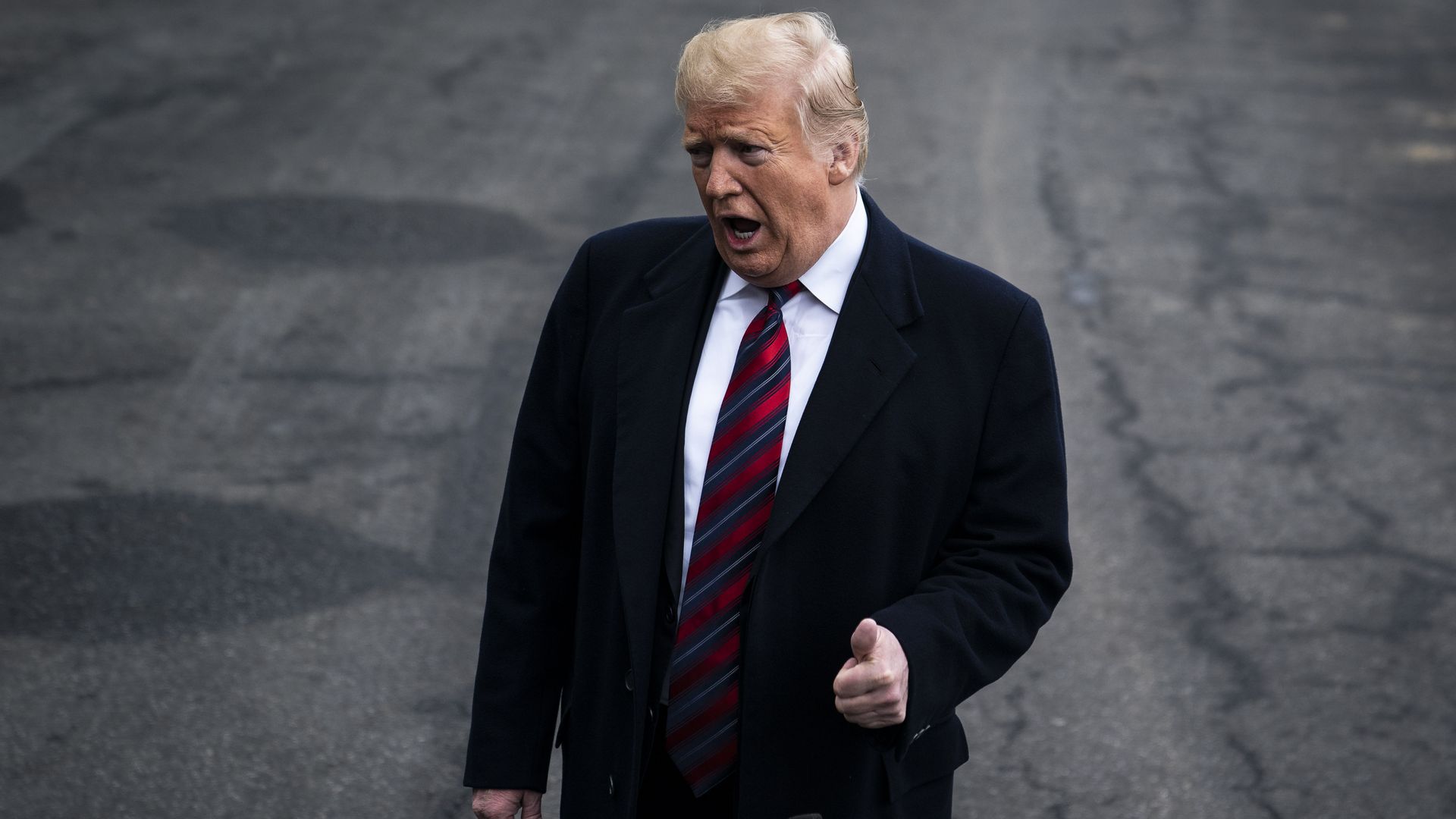 President Trump talking to press outside