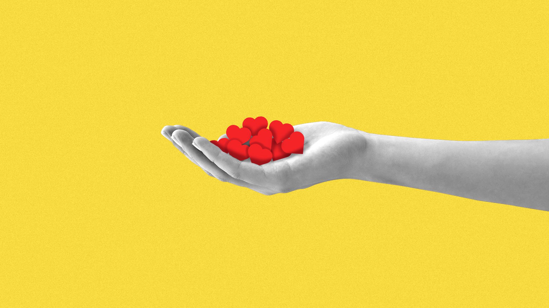 Illustration of a hand holding "likes"