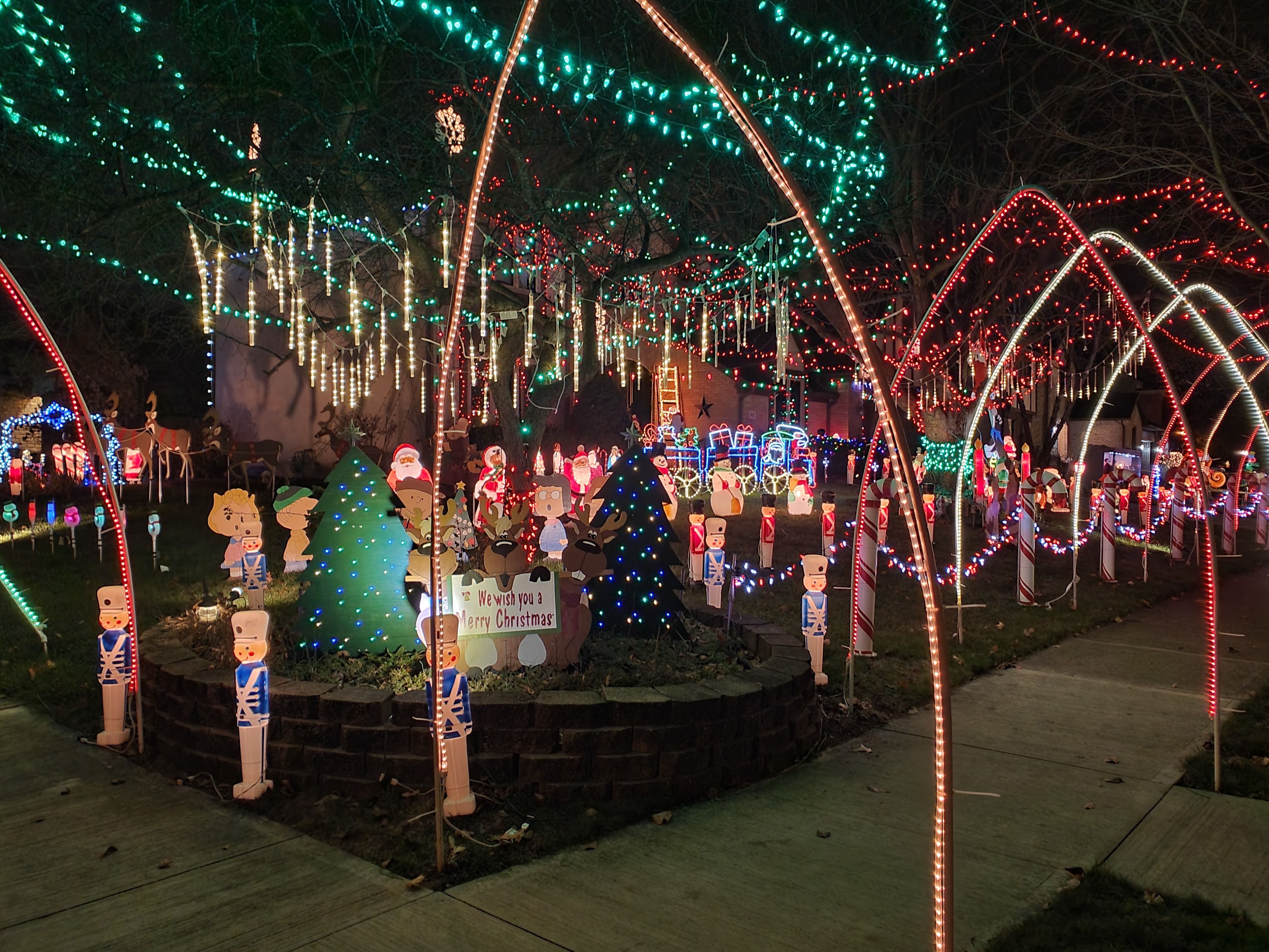 A house's holiday light display.