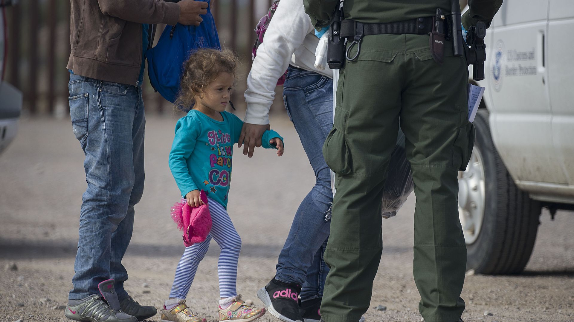 Migrants being processed by Border Patrol