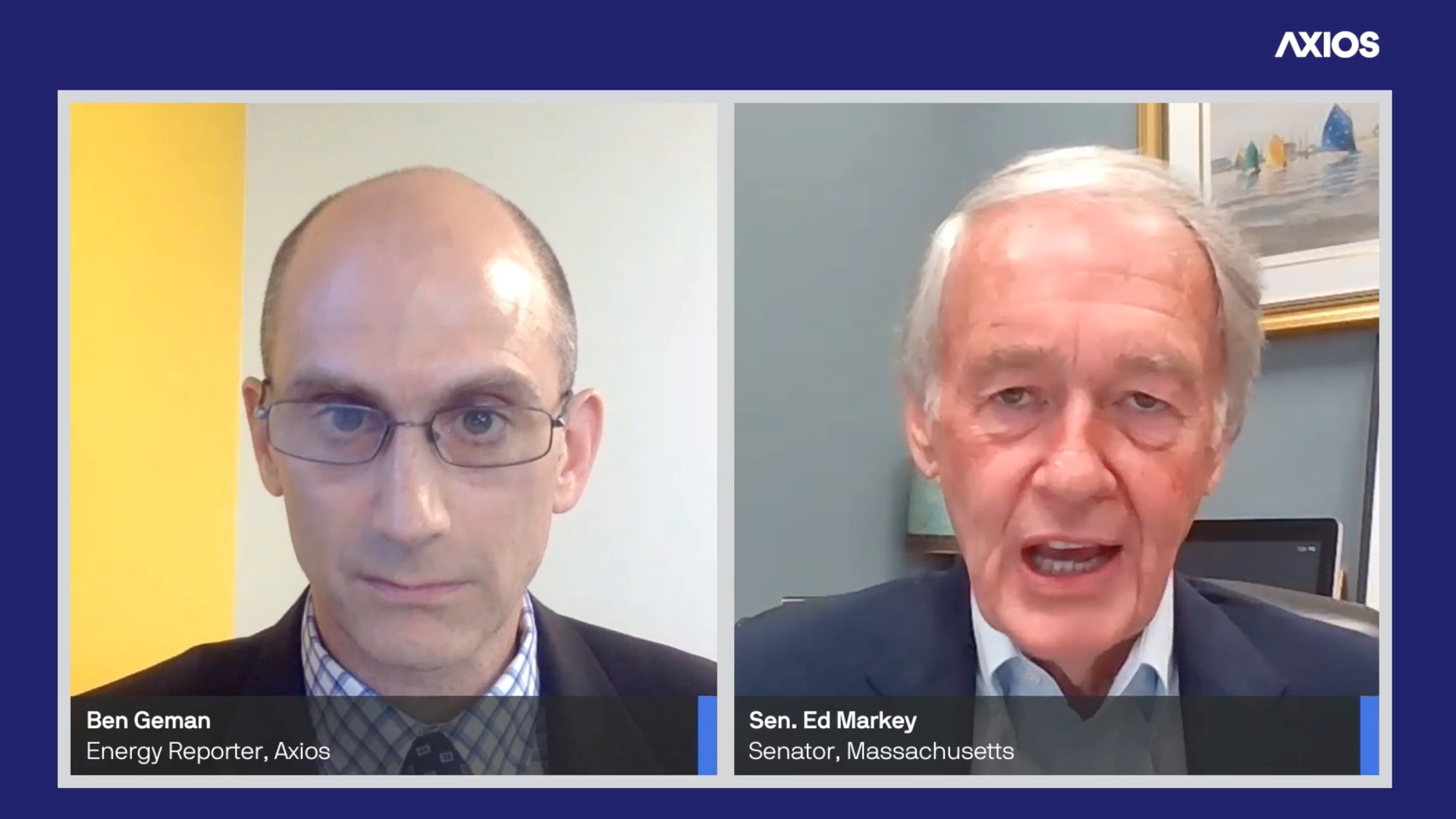 Axios reporter Ben Geman and Sen. Ed Markey 