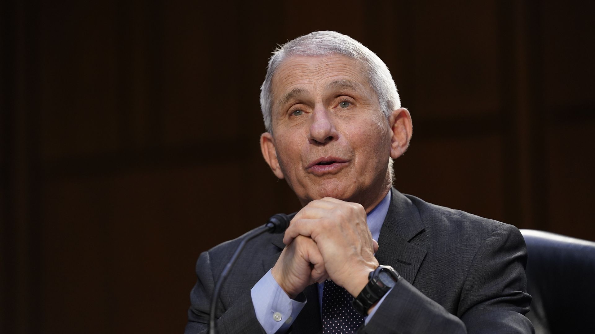 Anthony Fauci, NIAID director , speaks during a Senate hearing in Washington, D.C., U.S., on Thursday, March 18