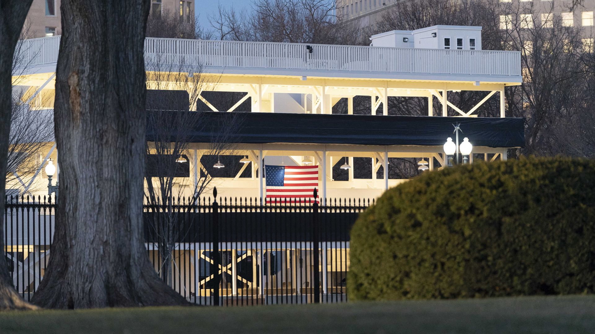 An inauguration parade riser across from the White House on Tuesday