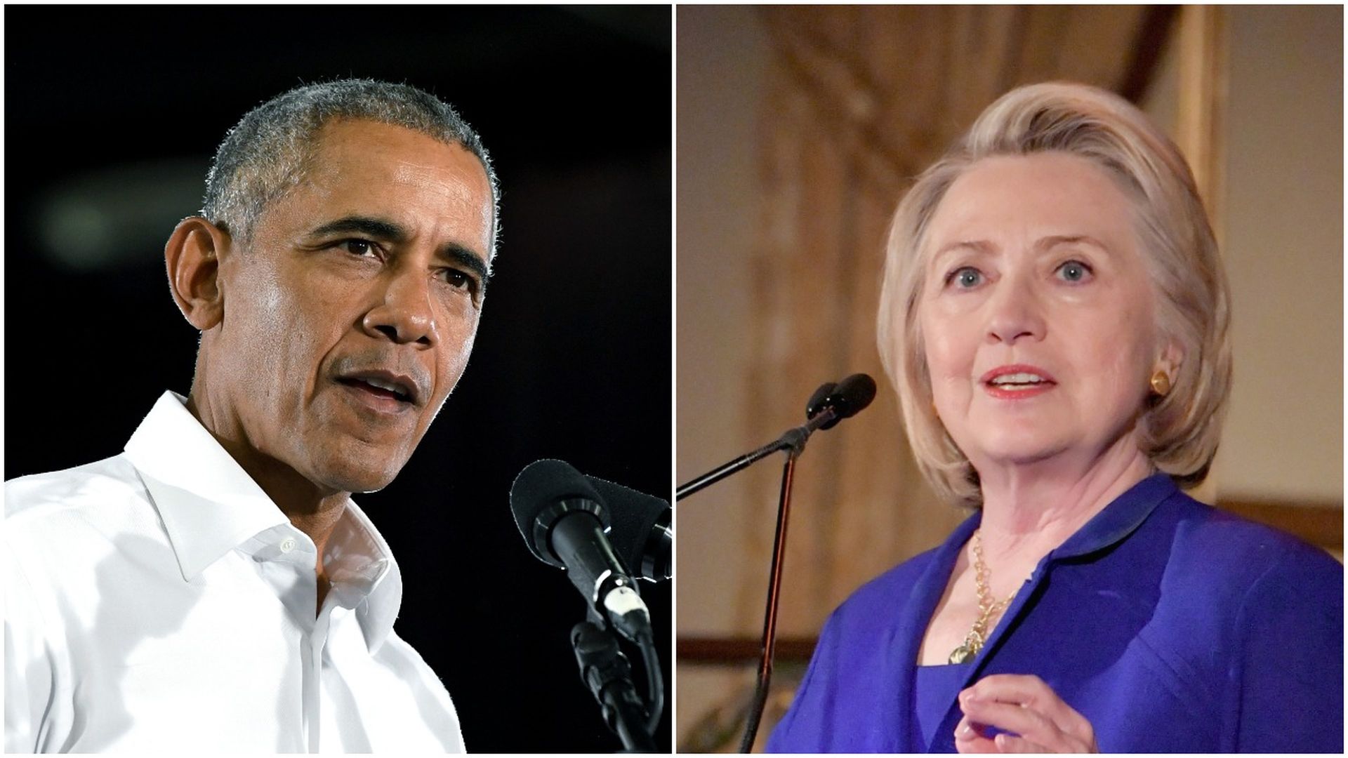 Side by side photos of Barack Obama and Hillary Clinton