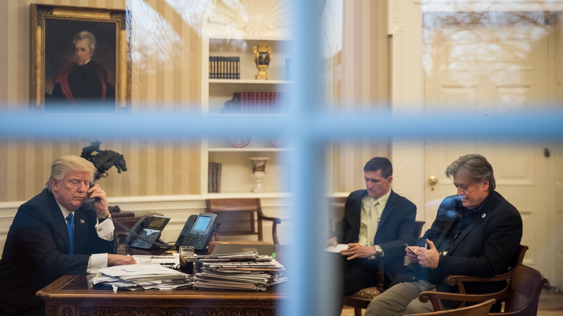 Michael Flynn and Steve Bannon with Trump