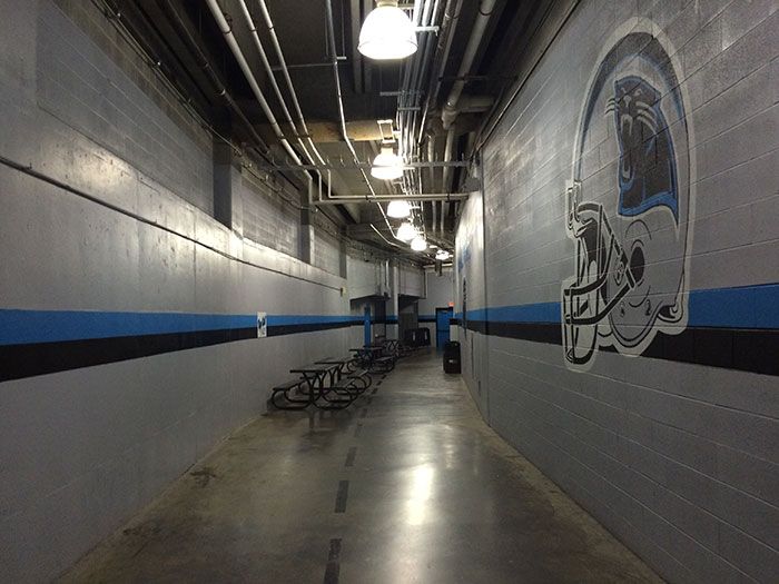 wide hallway under panthers stadium