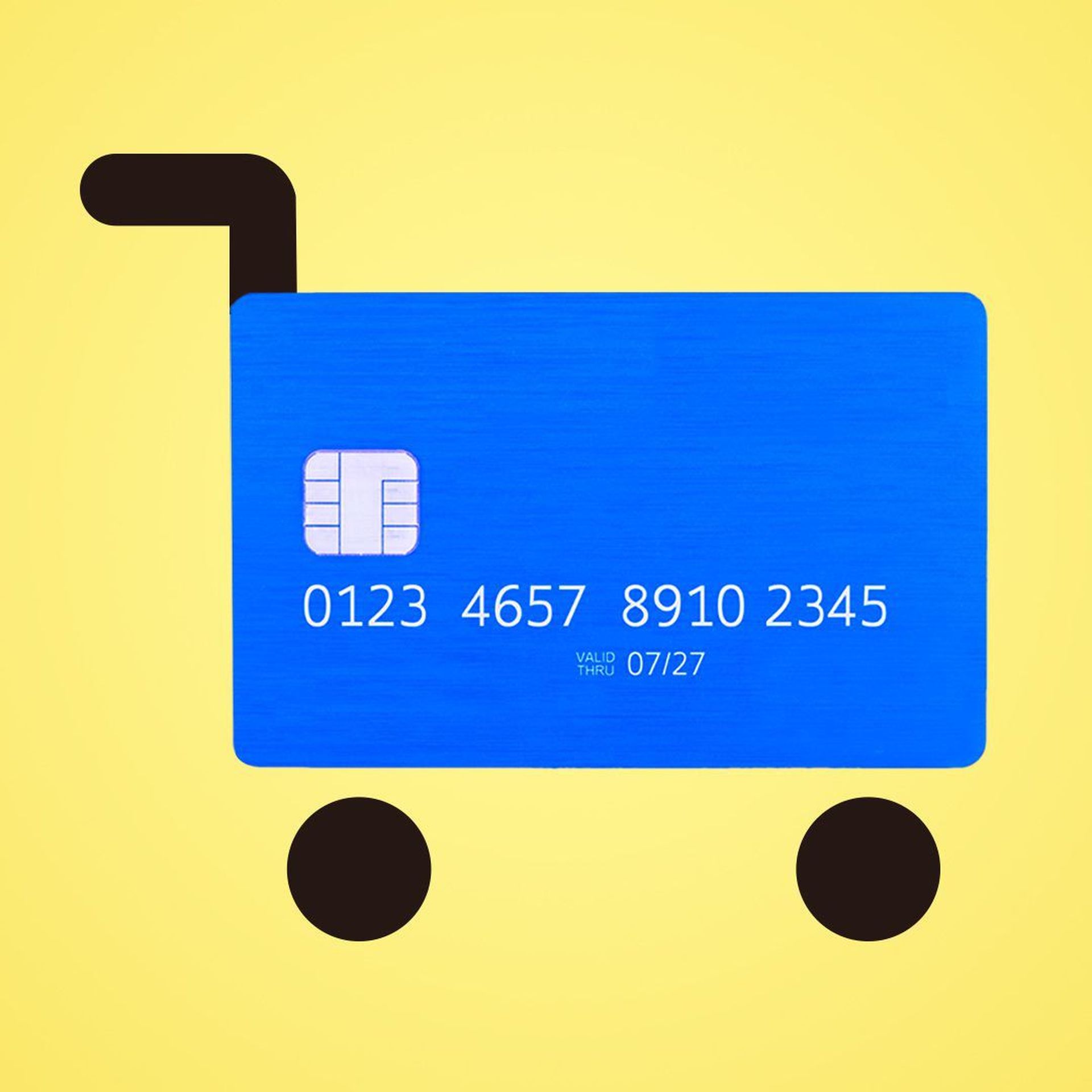 Illustration of a credit card as a shopping cart