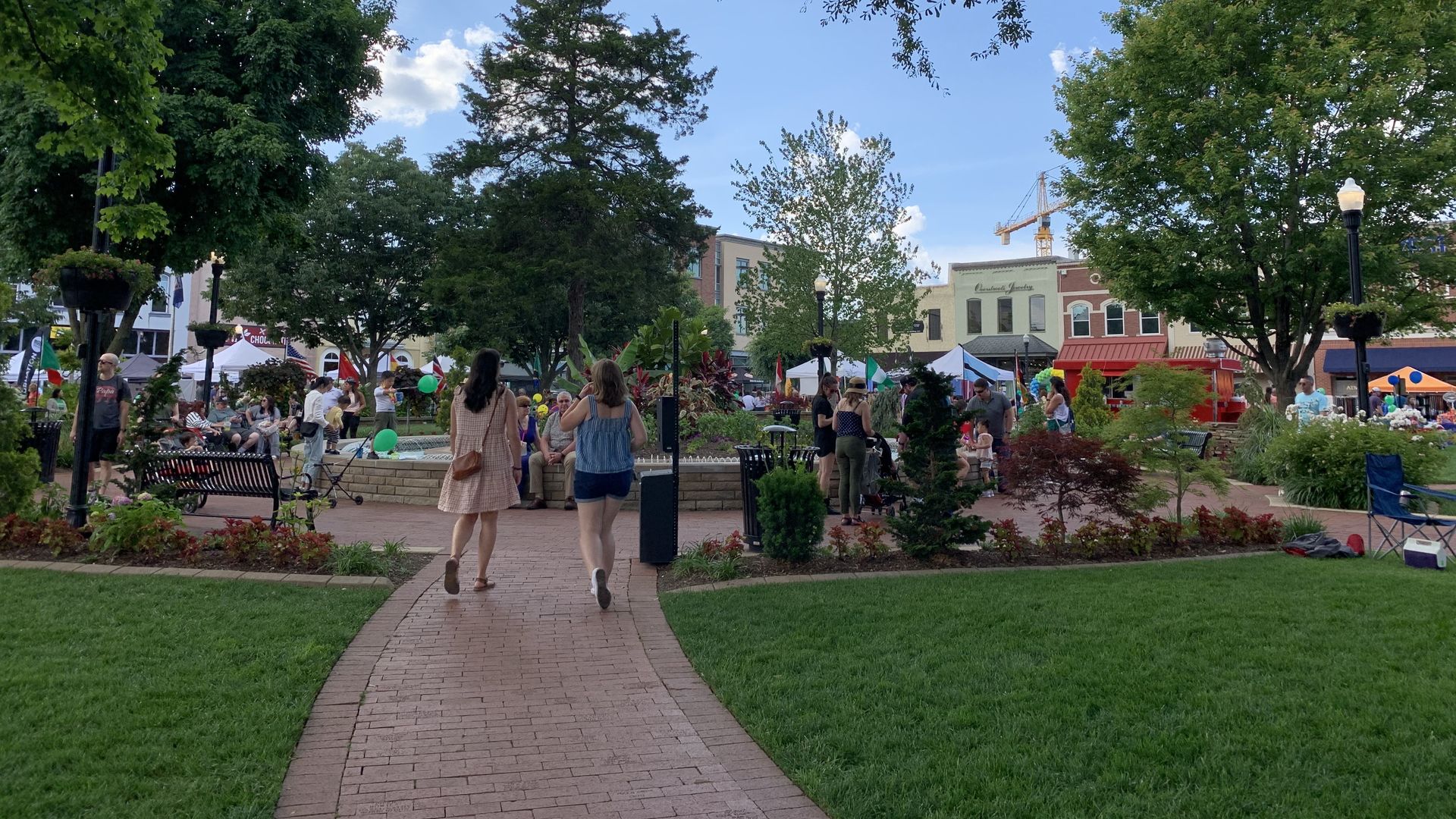People attend Bentonville's First Friday outside