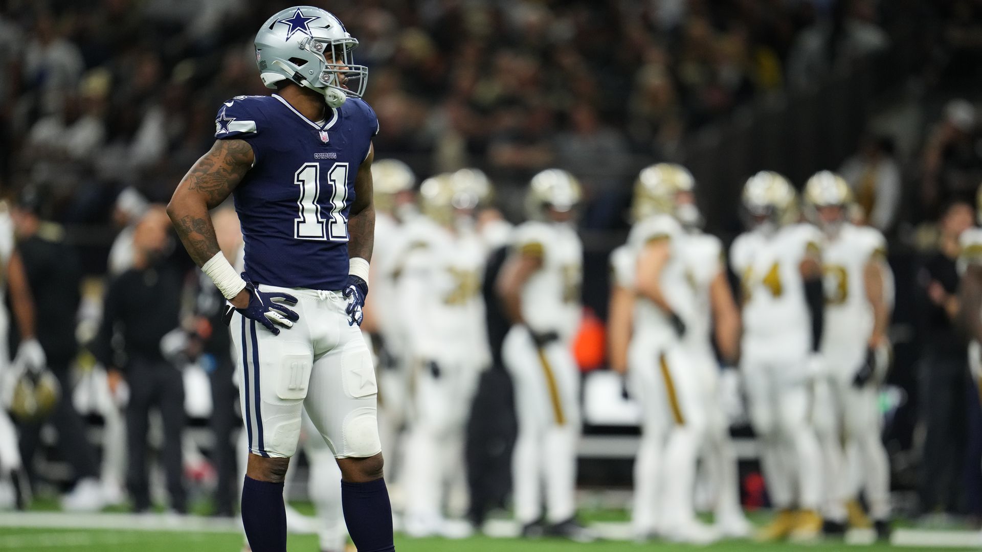 Dallas Cowboys linebacker Micah Parsons in a 2021 game against the New Orleans Saints 
