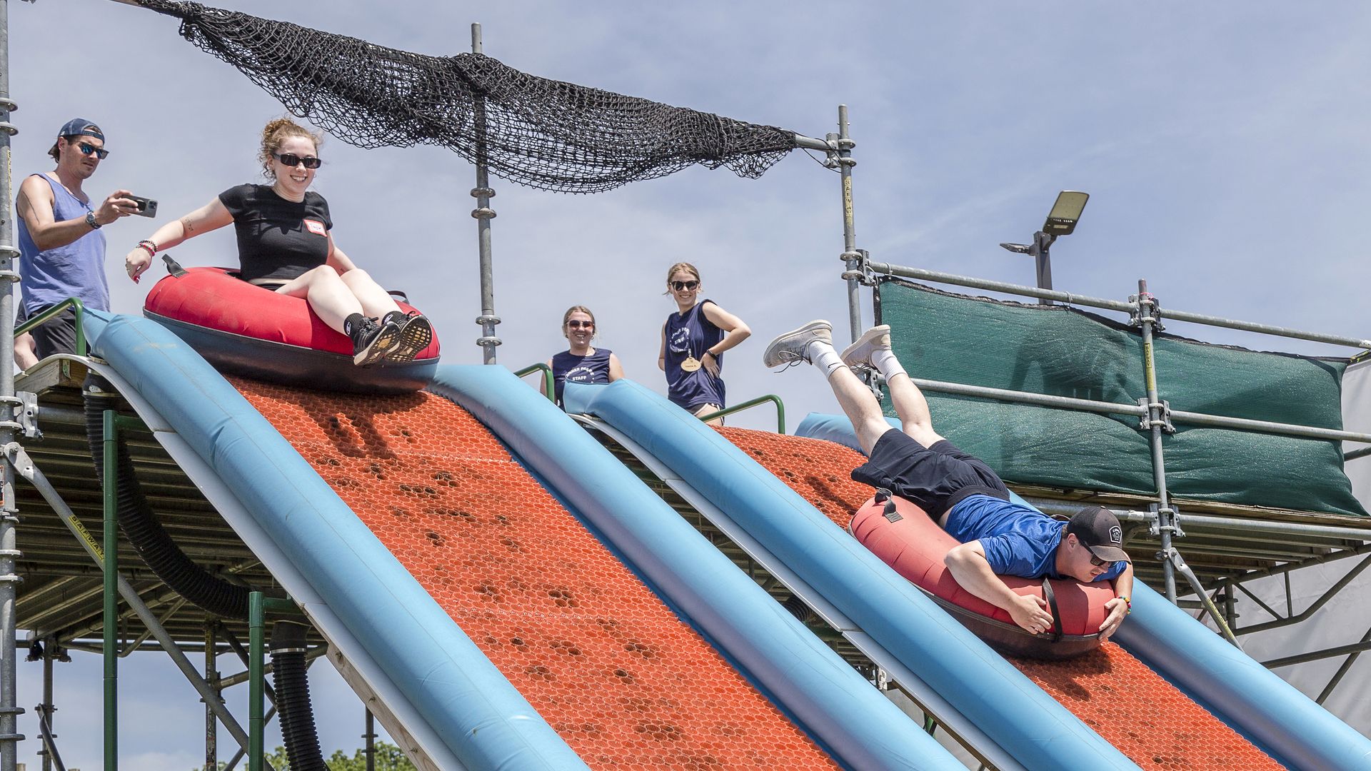 Adult campers having fun at Throwback Camp at Conner Prairie.