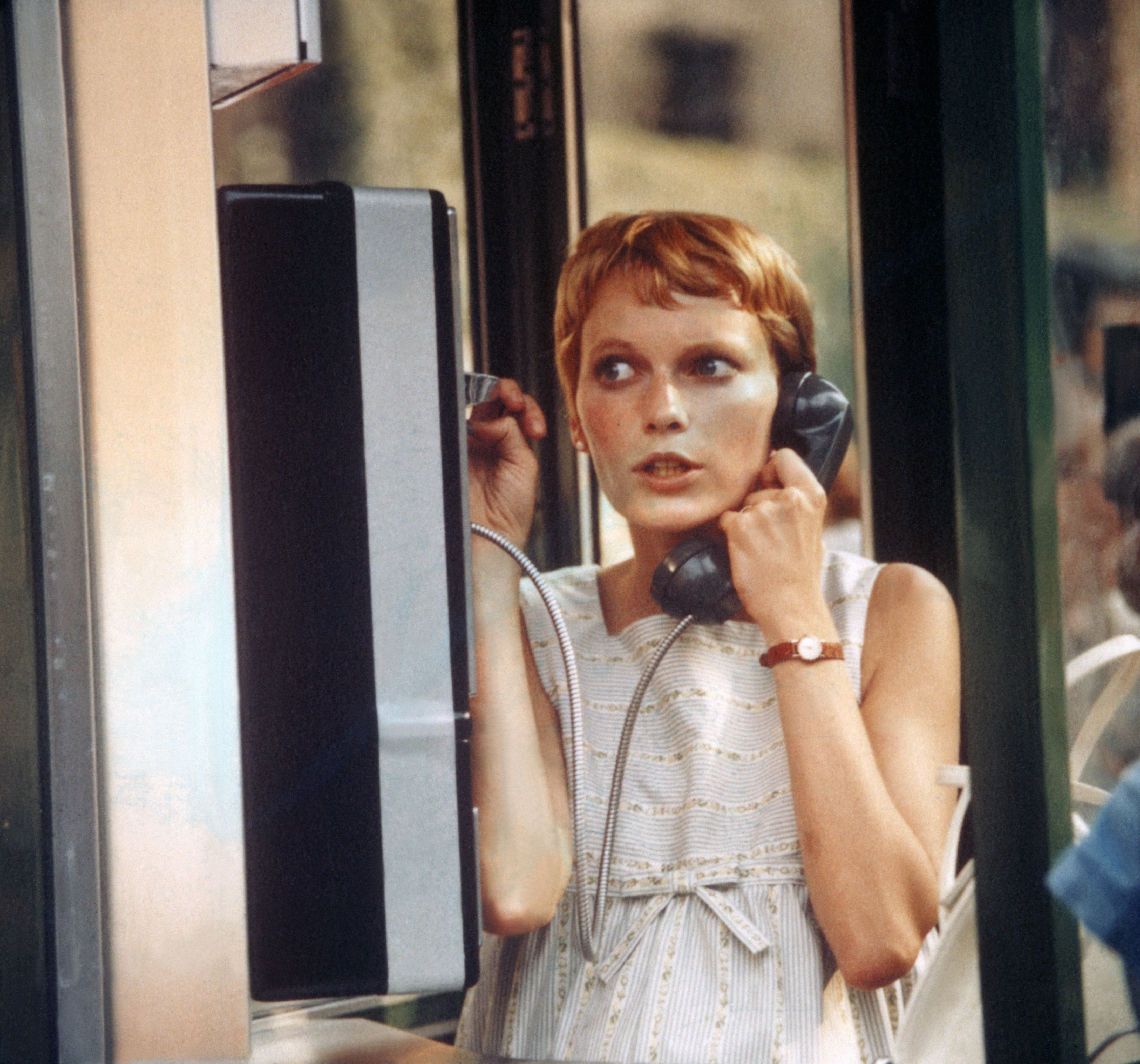 American actress Mia Farrow on the set of Rosemary's Baby written and directed by Polish-French Roman Polanski.