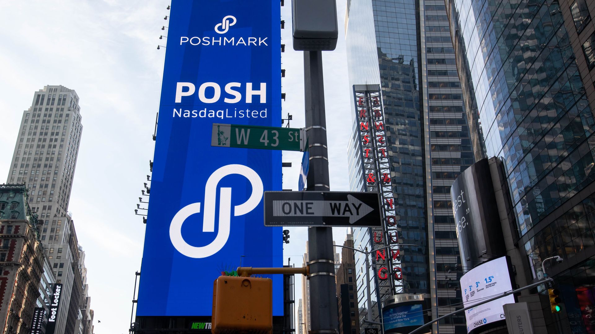 Poshmark logo in Times Square.