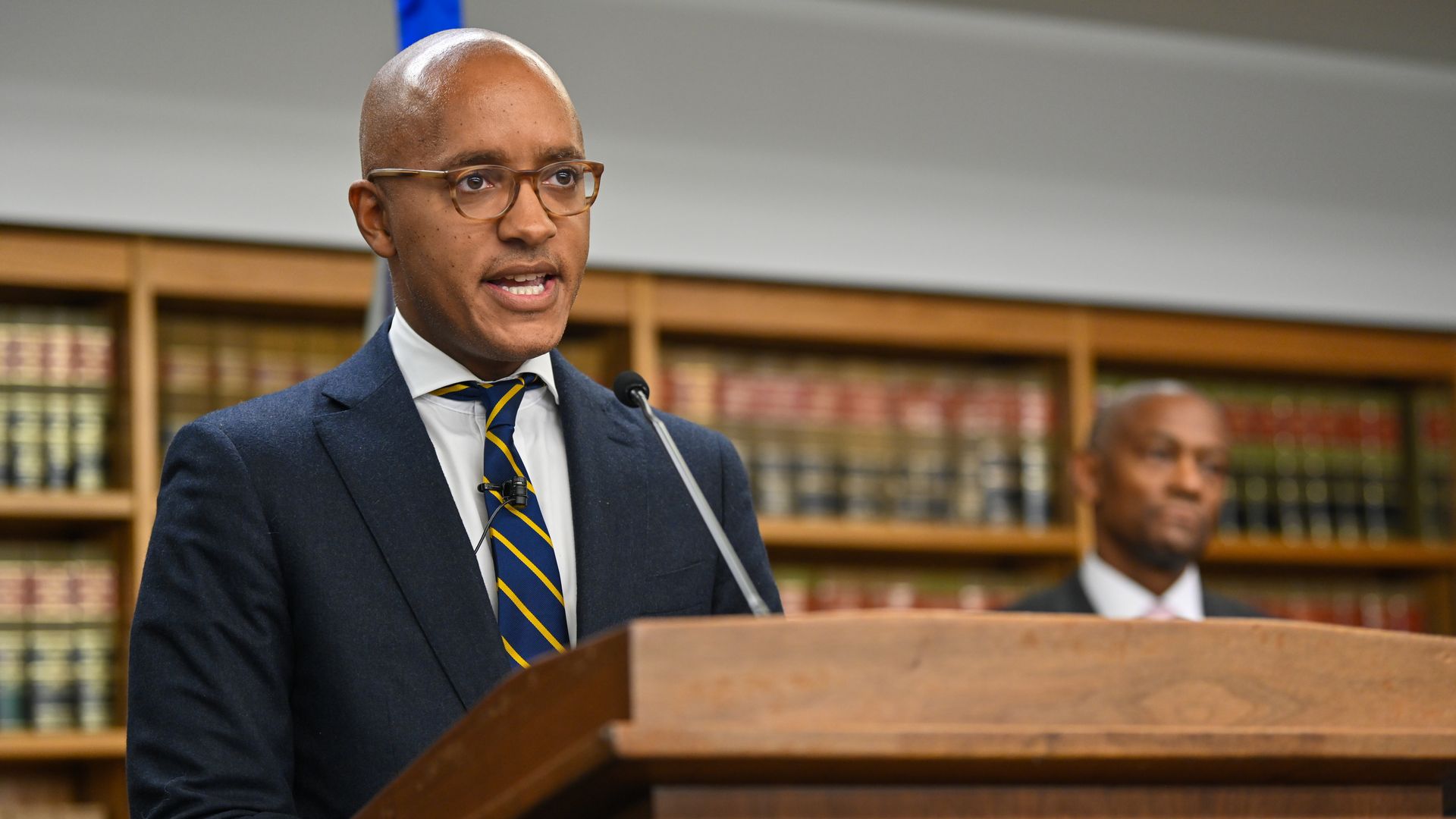 Damian Williams, U.S. Attorney for the Southern District of New York, speaks during a press conference
