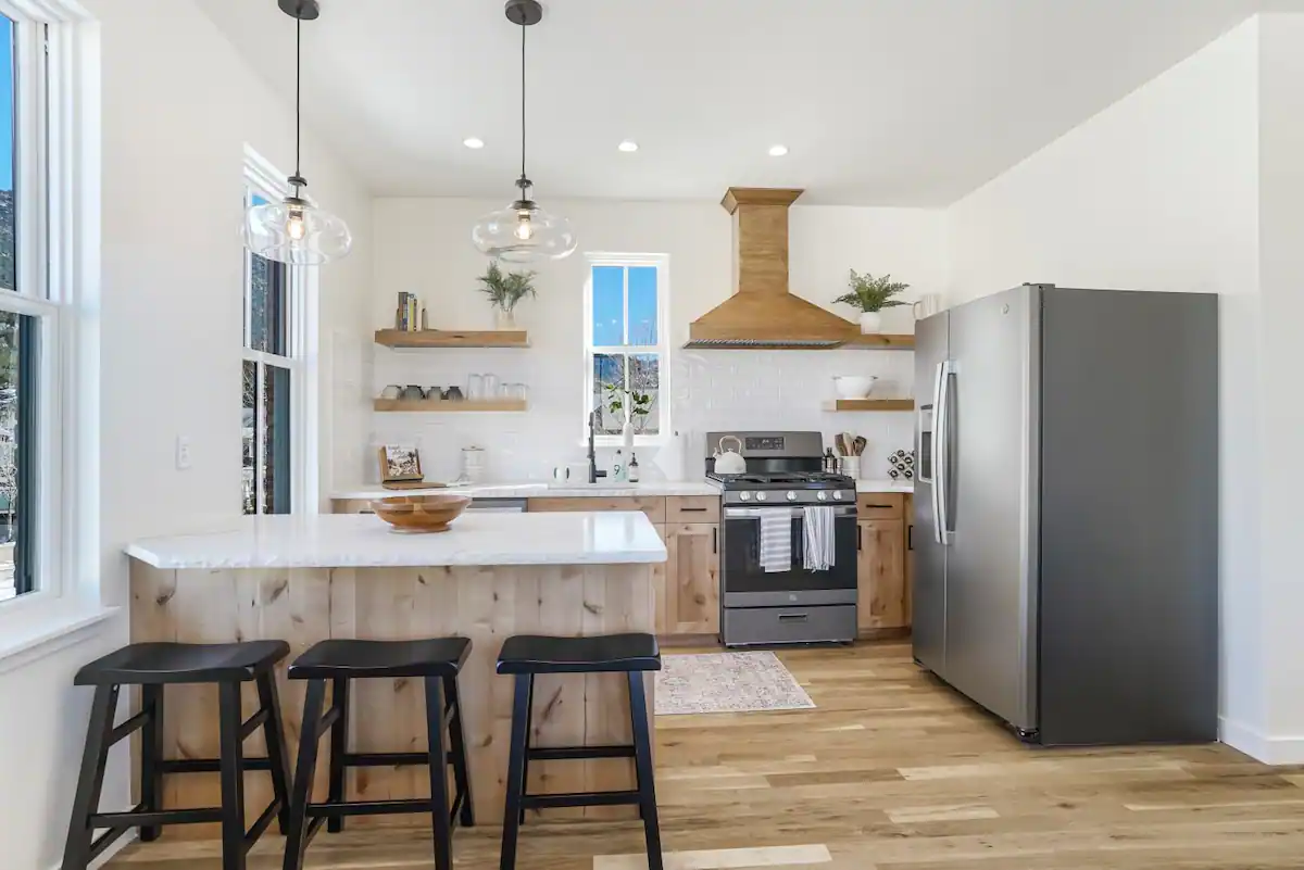 modern kitchen with sleek amenities