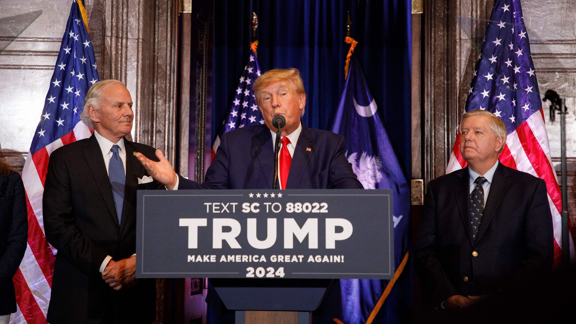 Donald Trump addresses the crowd 