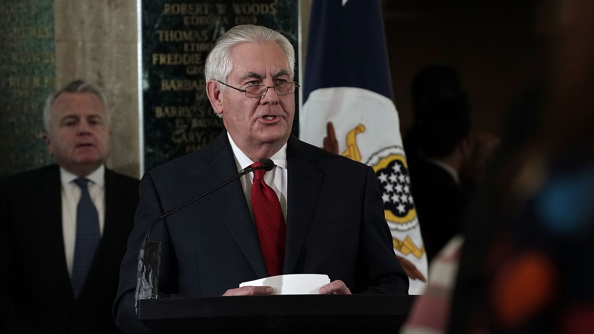 Tillerson at a podium