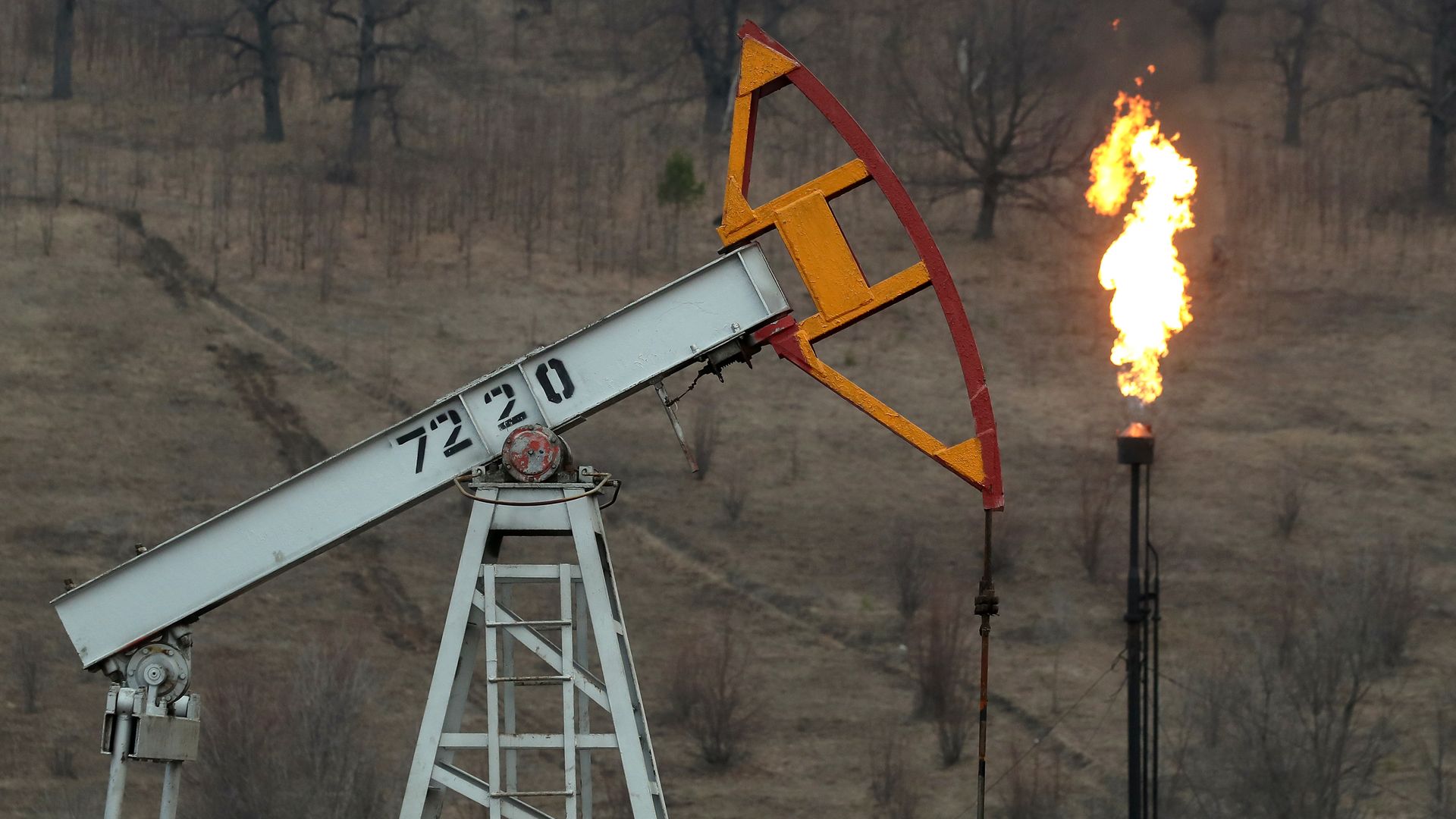 An oil pumpjack in Russia.