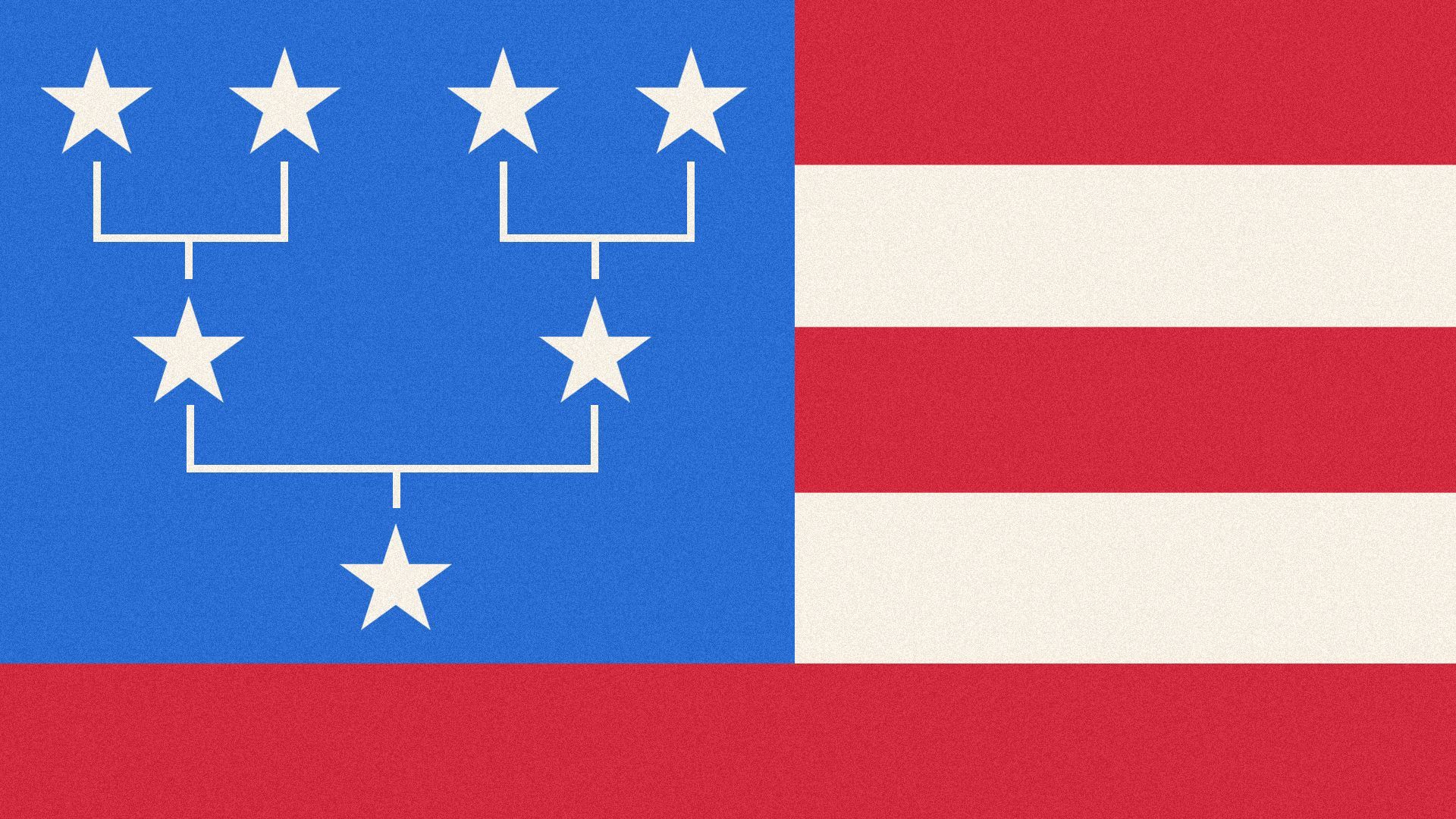 Illustration of a family tree form made with stars within the United States flag