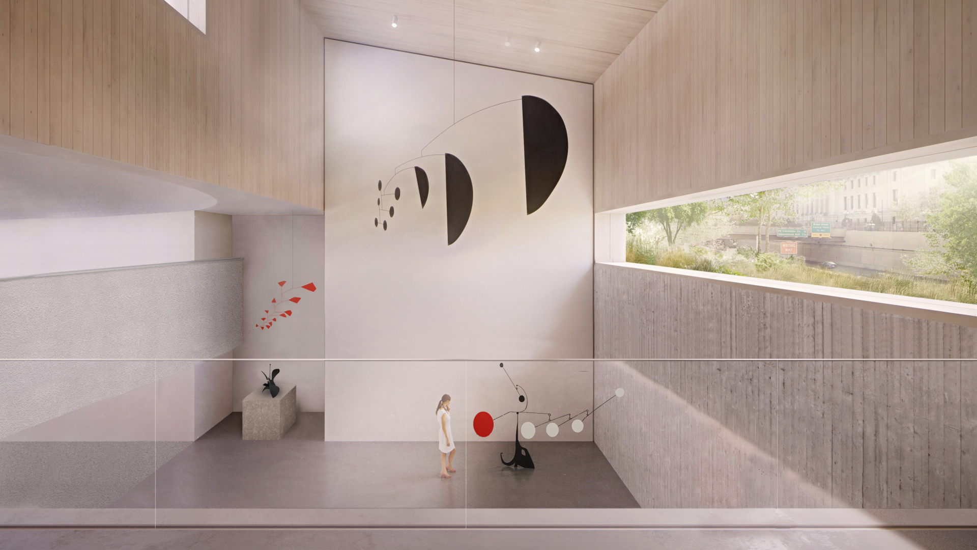 A rendering of the Highway and Tall Gallery at the Calder Gardens