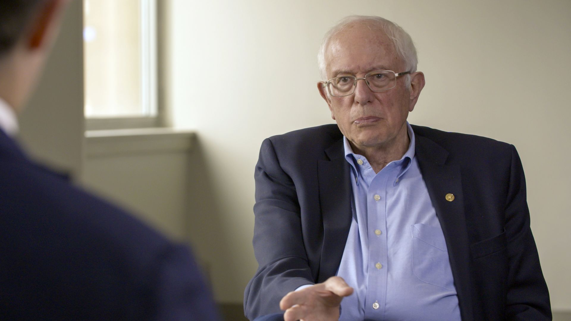 Sen. Bernie Sanders is seen during an interview with 