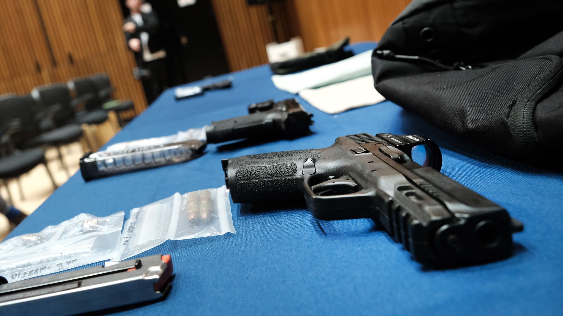 Picture of guns on a table