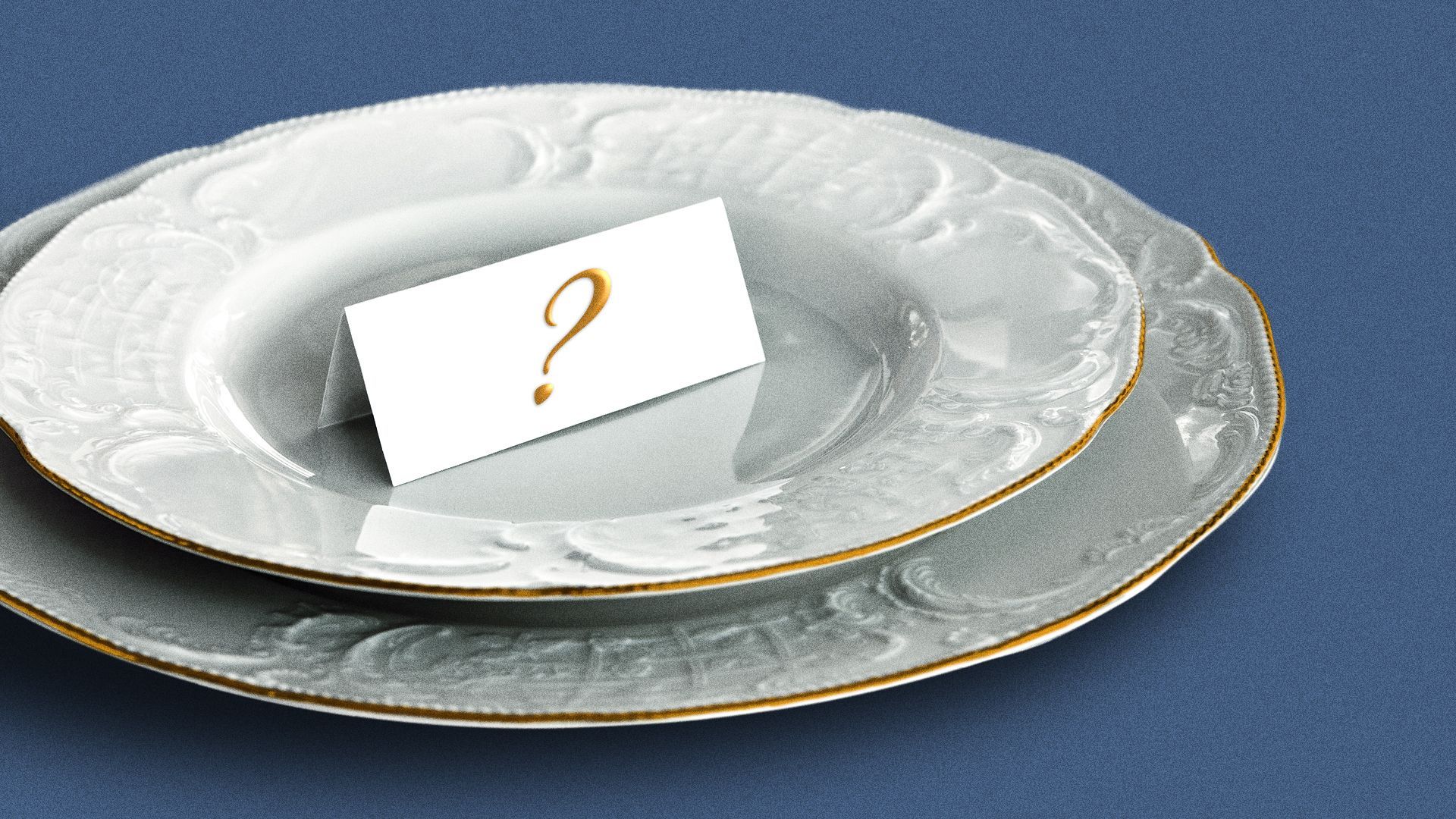 Illustration of a question mark on a guest place card. 