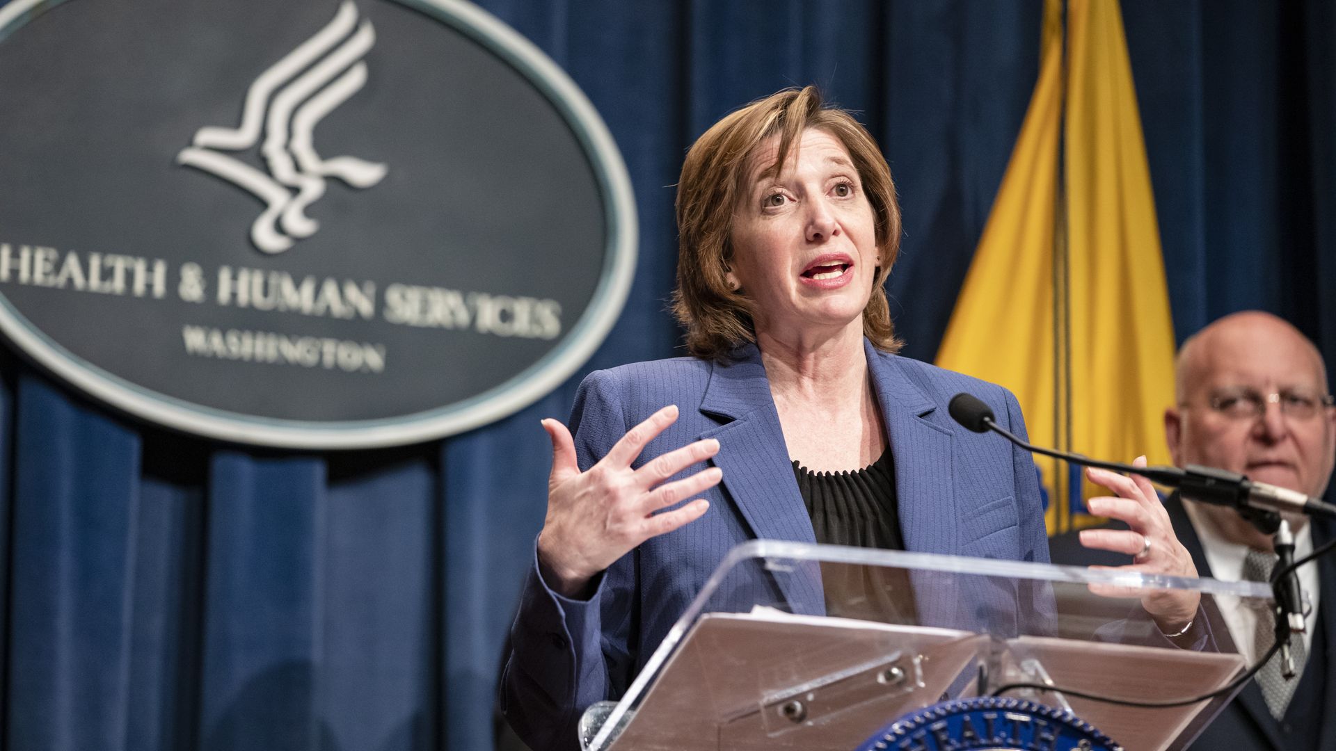 National Center for Immunization and Respiratory Diseases Director Nancy Messonnier speaking during a press conference in January 2020.