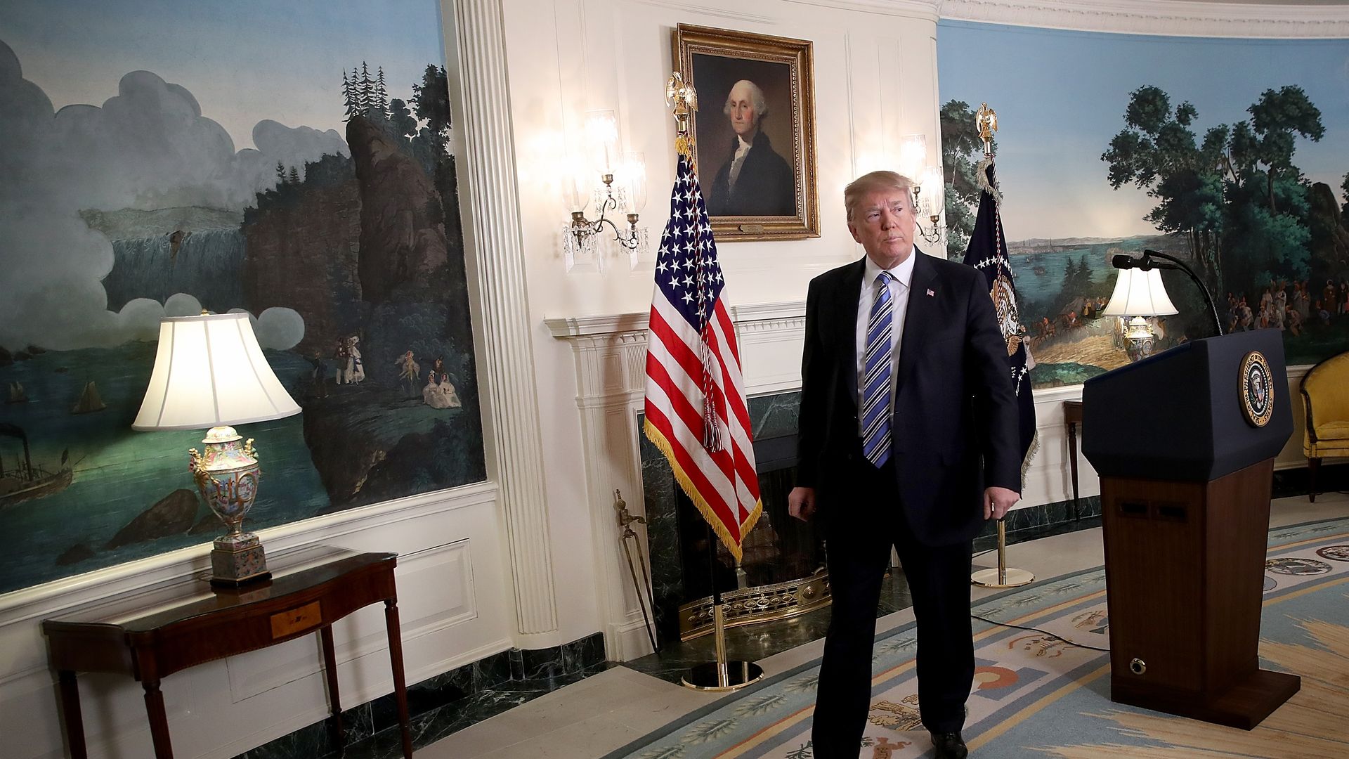 President Trump after delivering remarks about the shooting at Marjory Stoneman Douglas High School