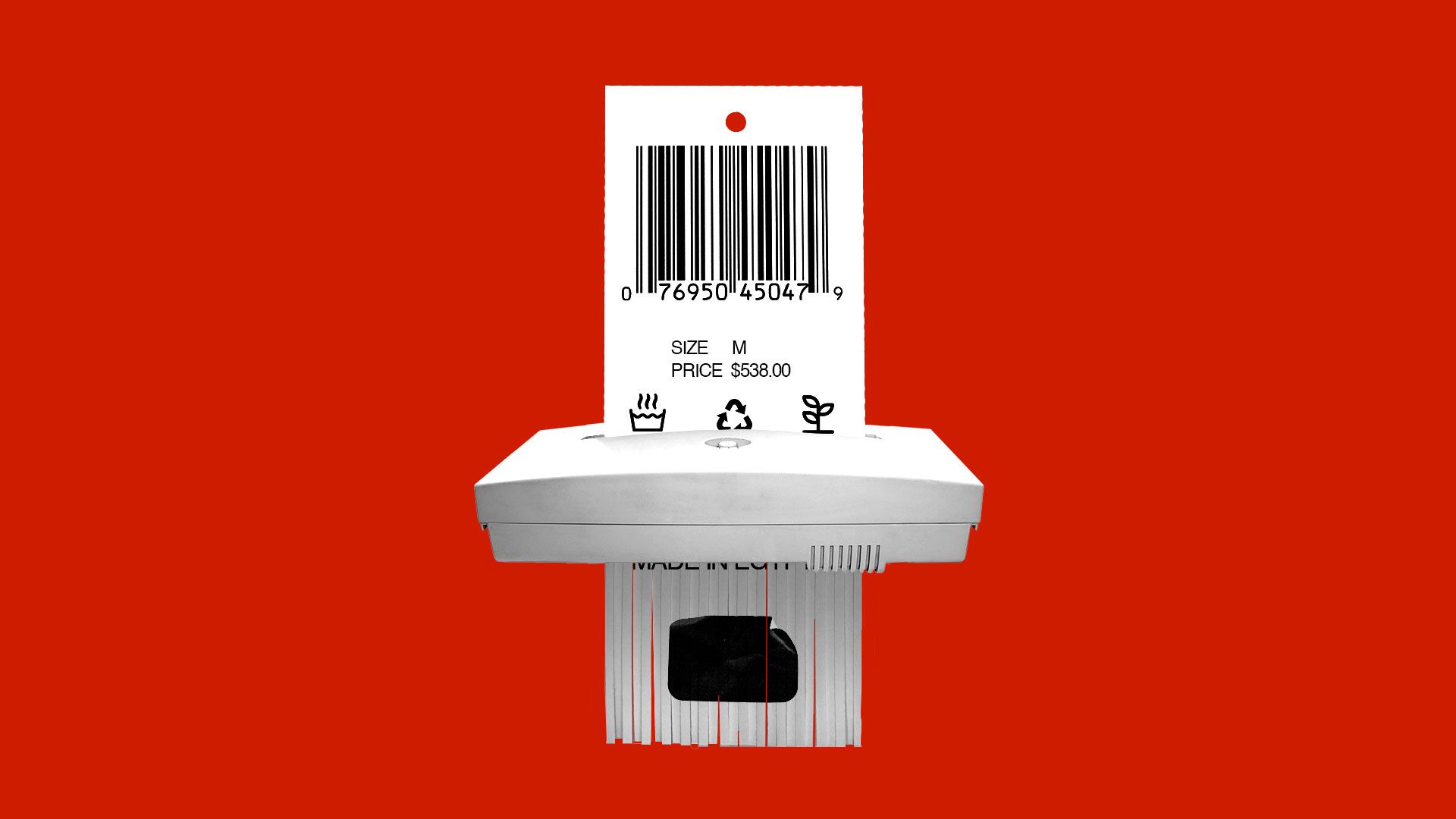 Illustration of a price tag being shredded