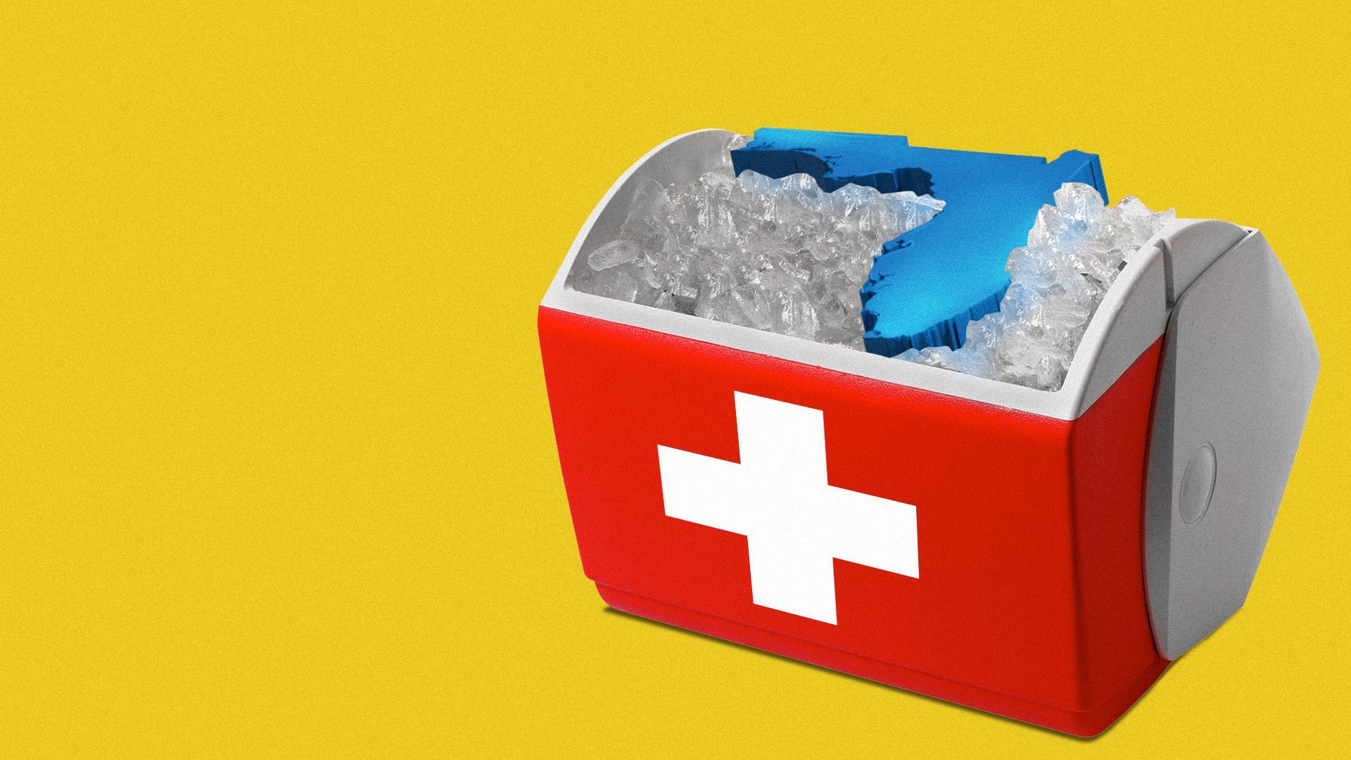 Illustration of the state of Florida in an ice-filled cooler.