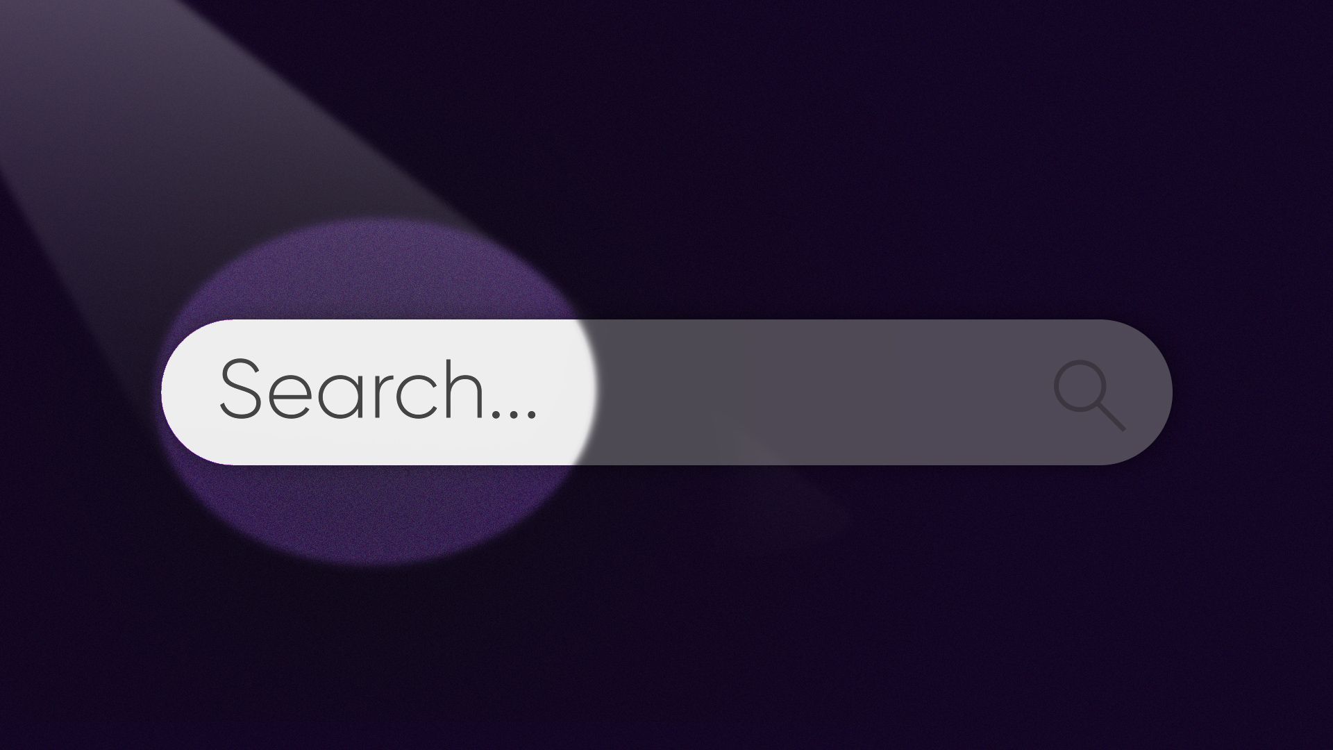 Illustration of a search bar being illuminated by a spotlight.