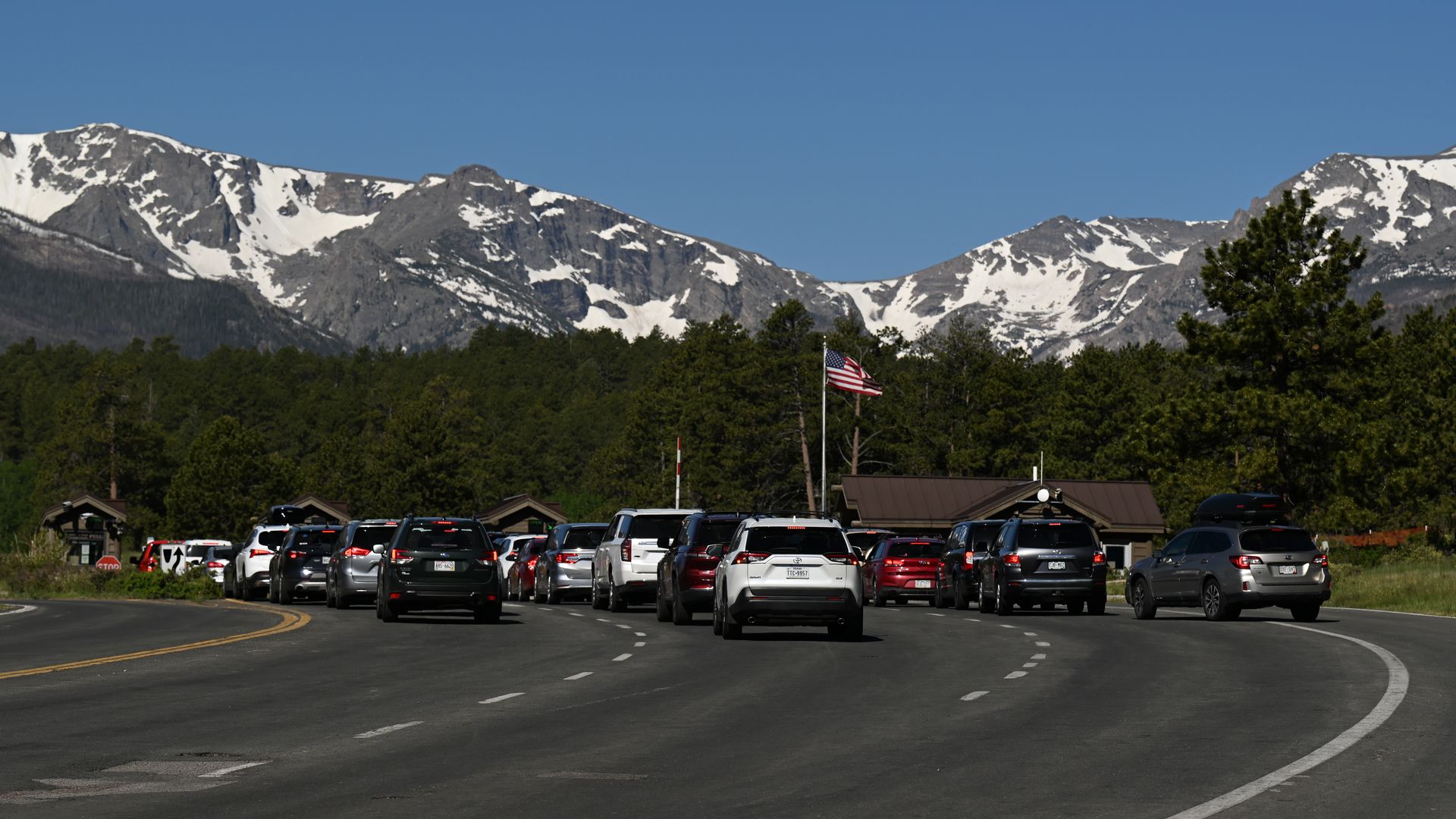 ESTES PARK, COLORADO - JUNE 11: Visitors arrive at the Beaver Meadows Entrance of Rocky Mountain National Park near Estes Park, Colorado on June 11, 2024. (Photo by RJ Sangosti/MediaNews Group/The Denver Post via Getty Images)
